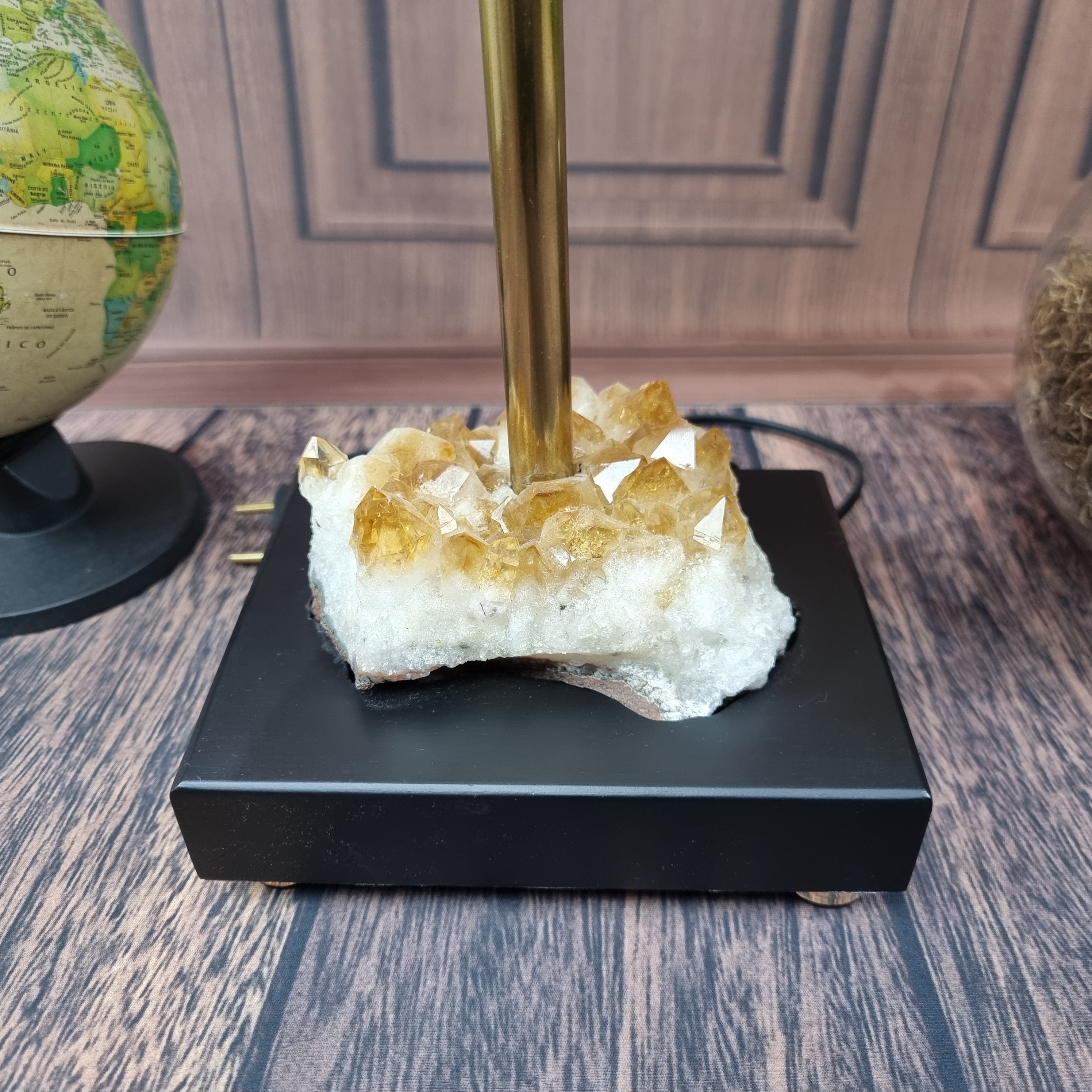 Precious Stone Lampshade 40 cm High with Wooden Base with Electrical System
