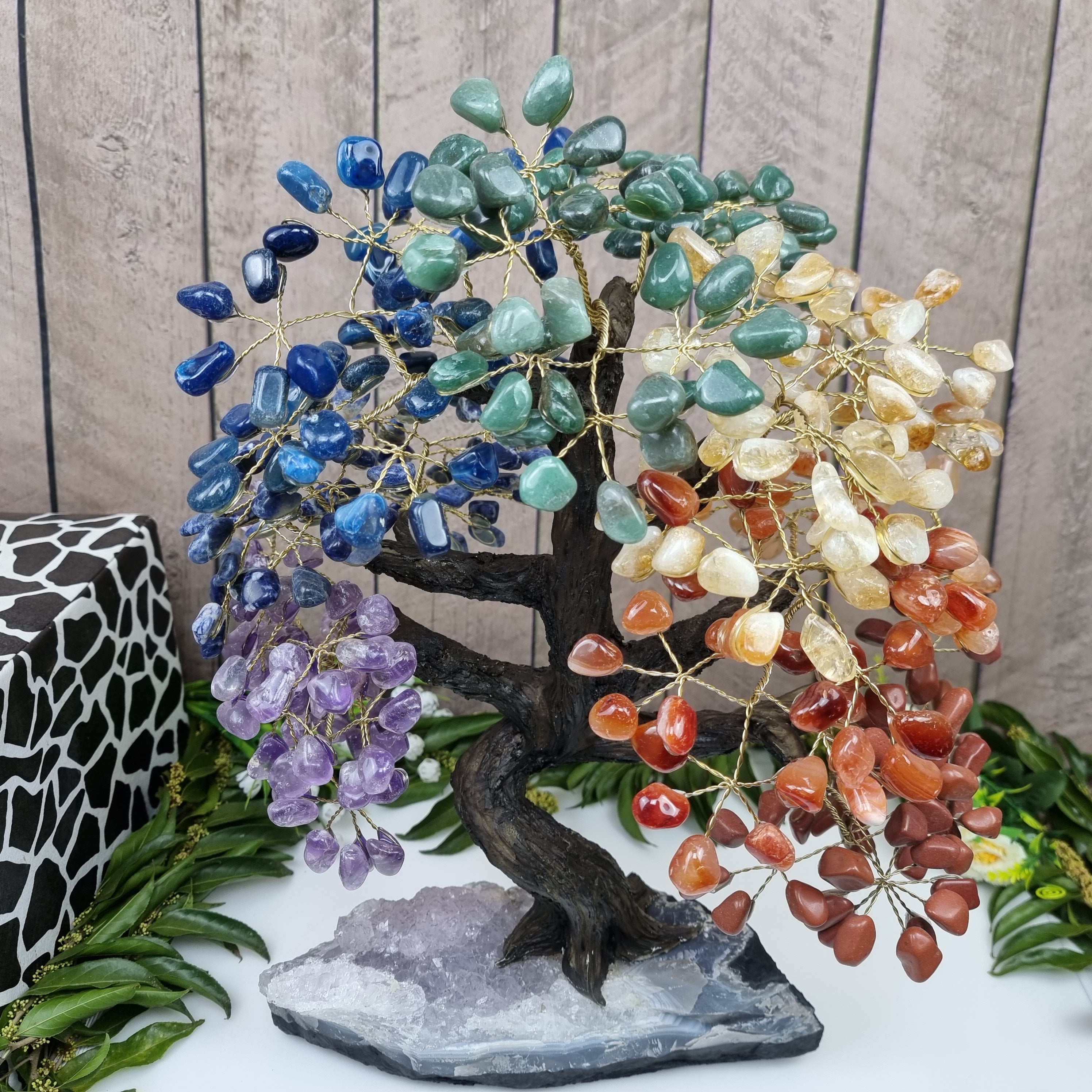 Tree 7 Chakras RAINBOW 48 branches Precious Stones 350 Stones 40 cm height weight 4.5 kg