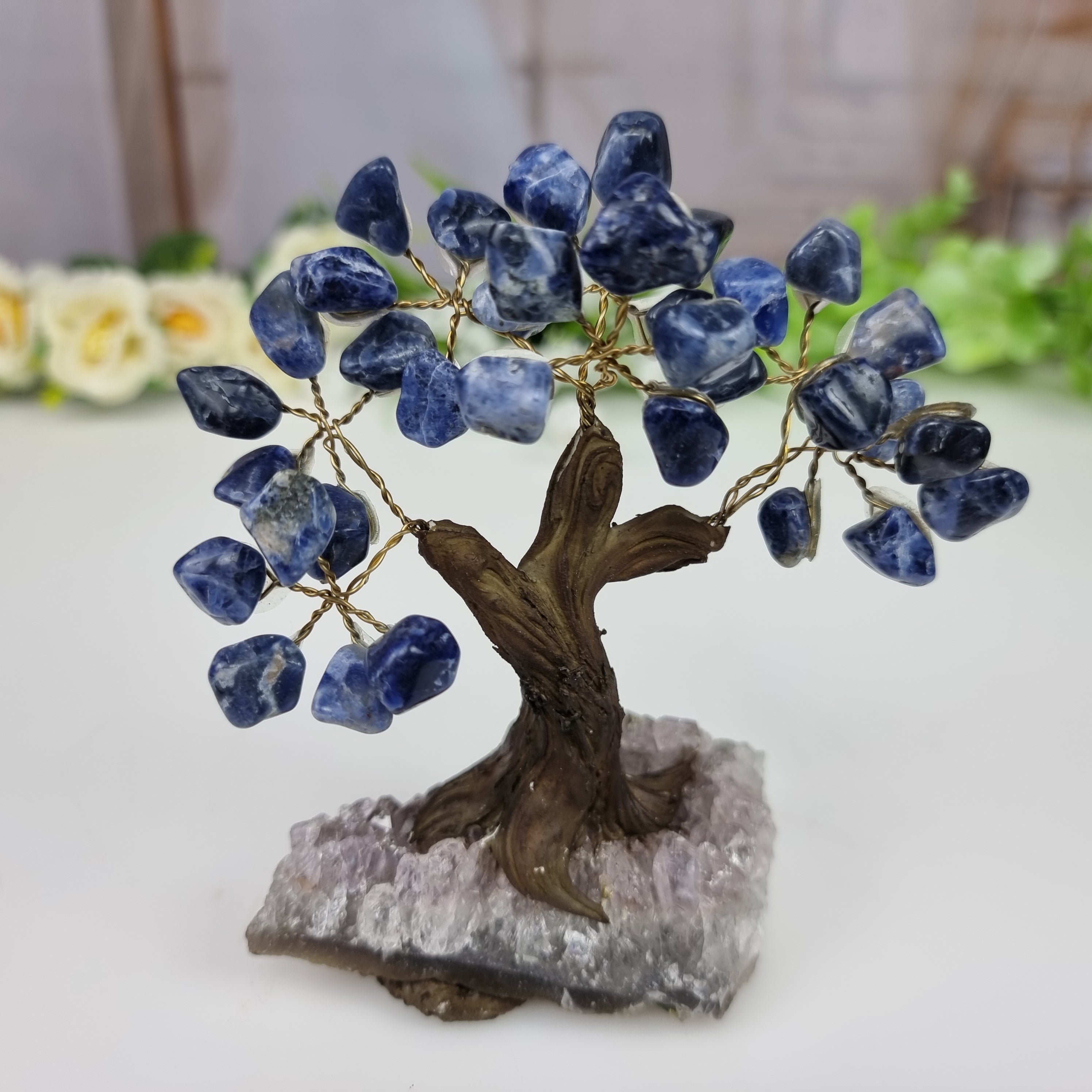 Tree of precious stones 7 branches and 35 stones 10 cm height weight 0.500 kg