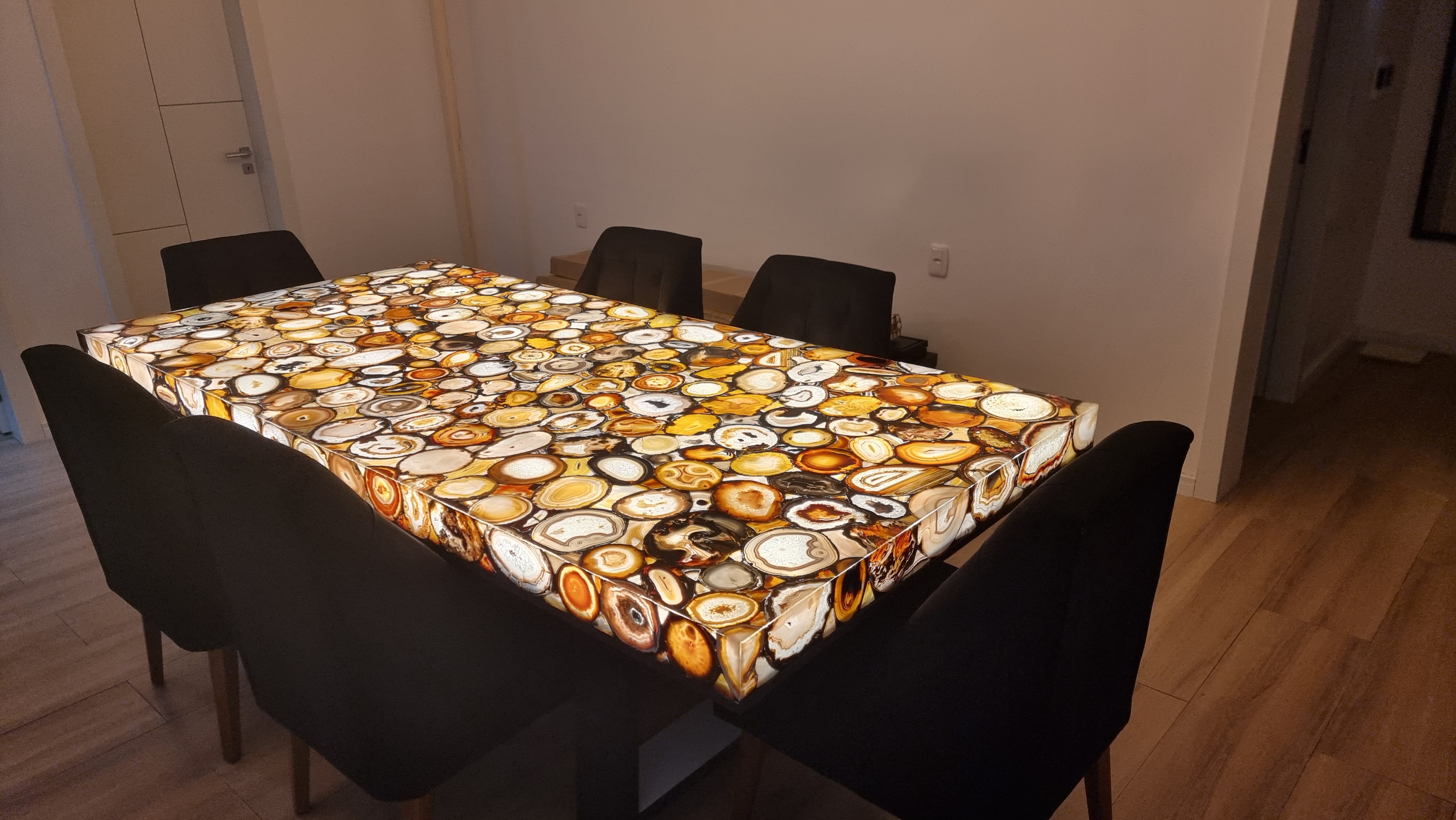 Dining Table in Resin Designed Agates with LED Lighting 2.80m x 1.35m Extra Quality