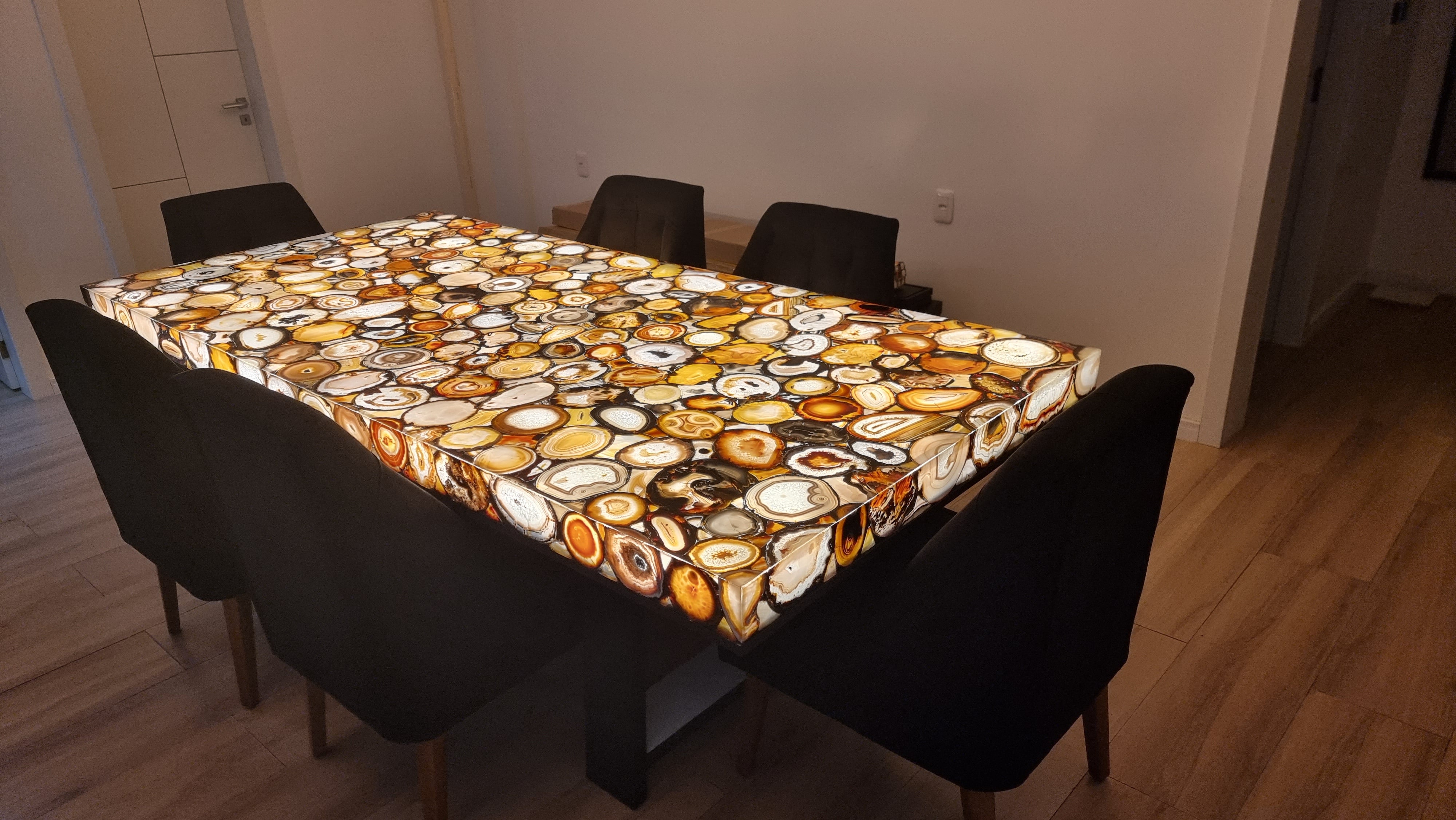 Dining Table in Resin Designed Agates with LED Lighting 2.80m x 1.35m Extra Quality