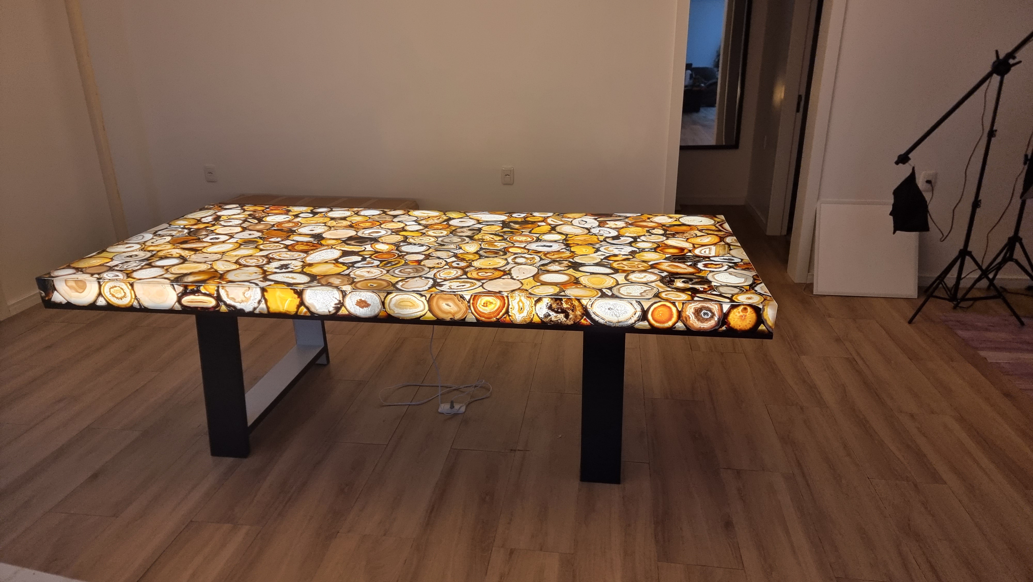 Dining Table in Resin Designed Agates with LED Lighting 2.80m x 1.35m Extra Quality