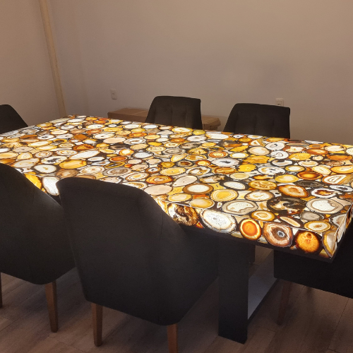 DINING Table made of Resin Designed Agates with LED Lighting measuring 2.80m x 1.35m Extra Quality