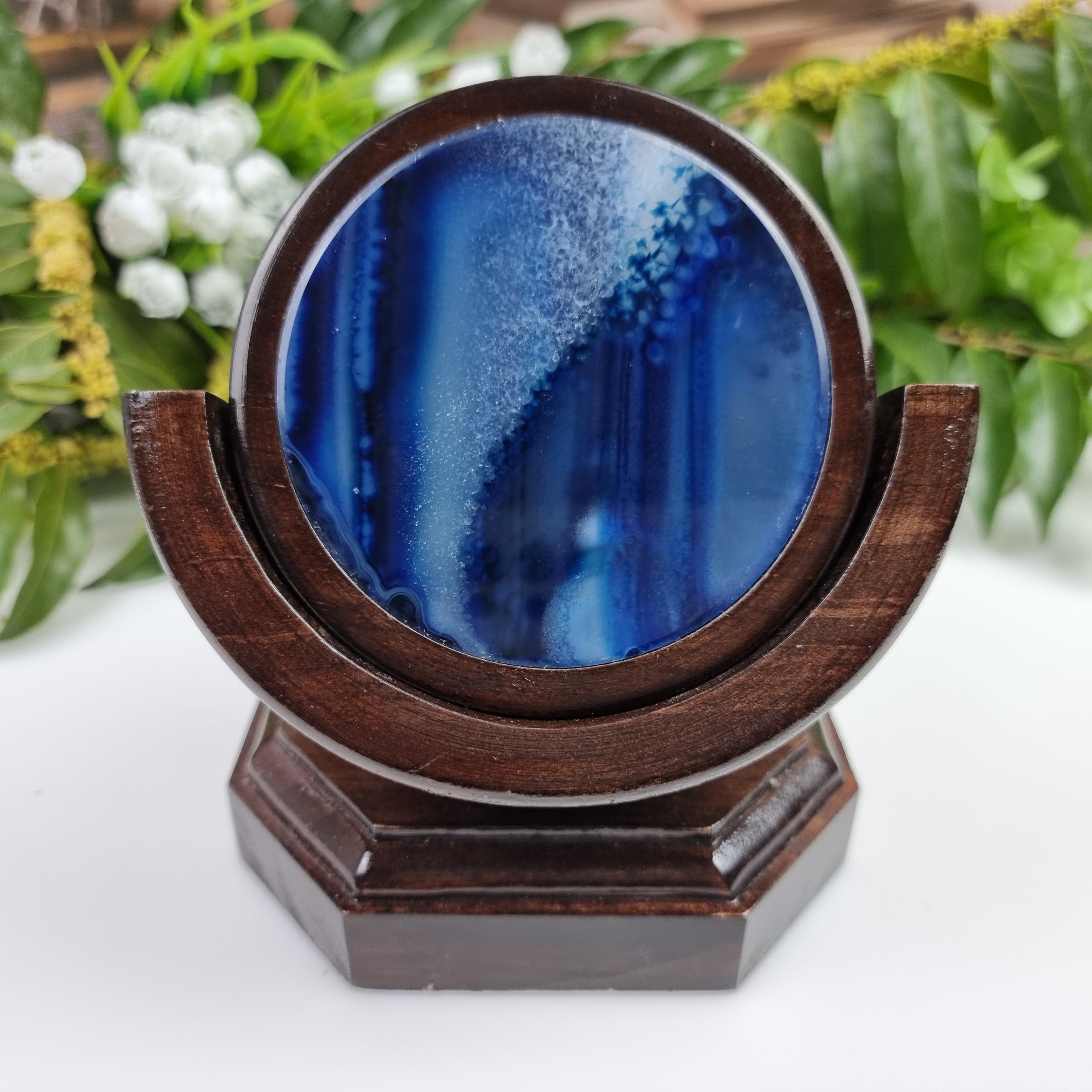 Agate coasters SET with wooden base 6 pieces natural stones 1.60 Kg Super Special