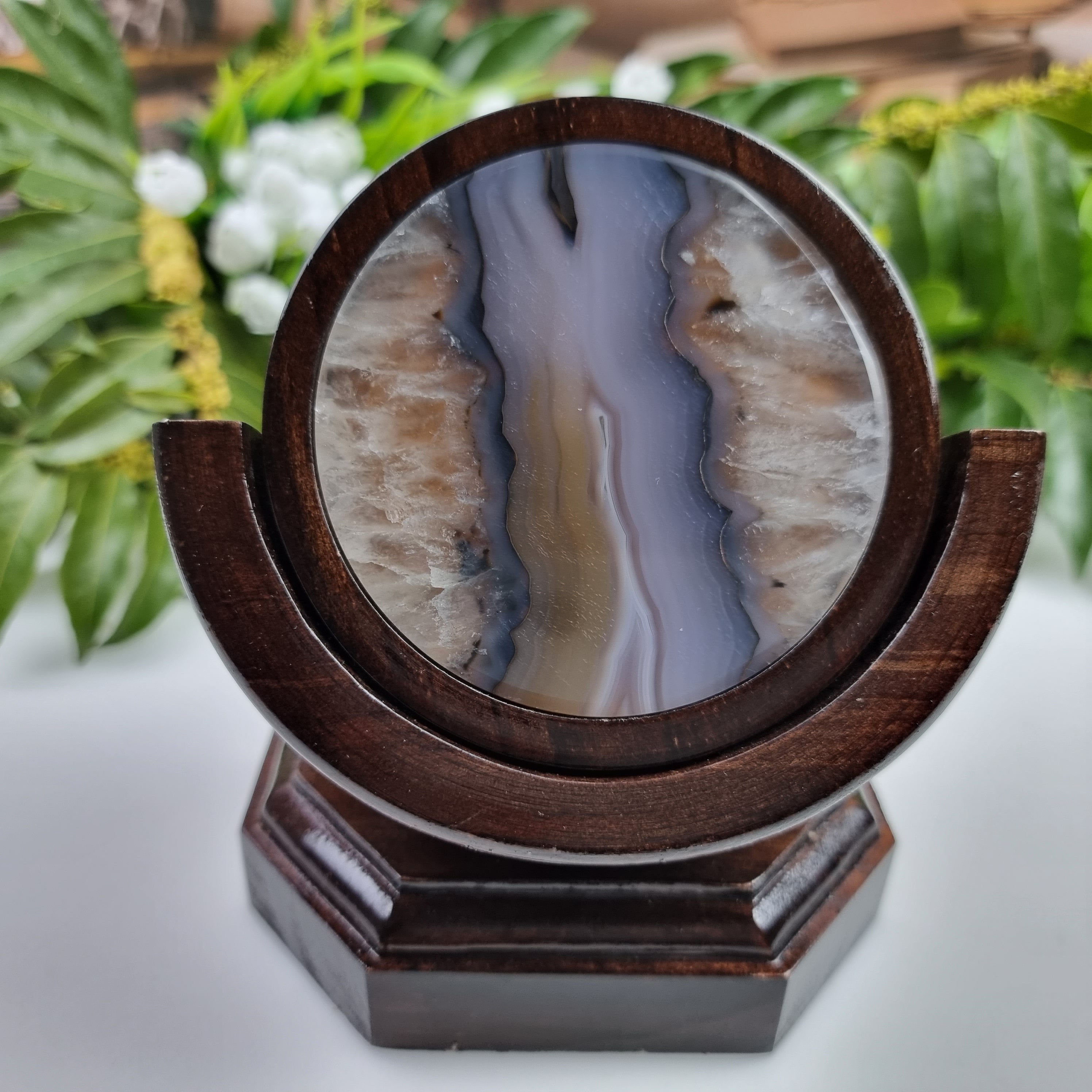 Agate coasters SET with wooden base 6 pieces natural stones 1.60 Kg Super Special