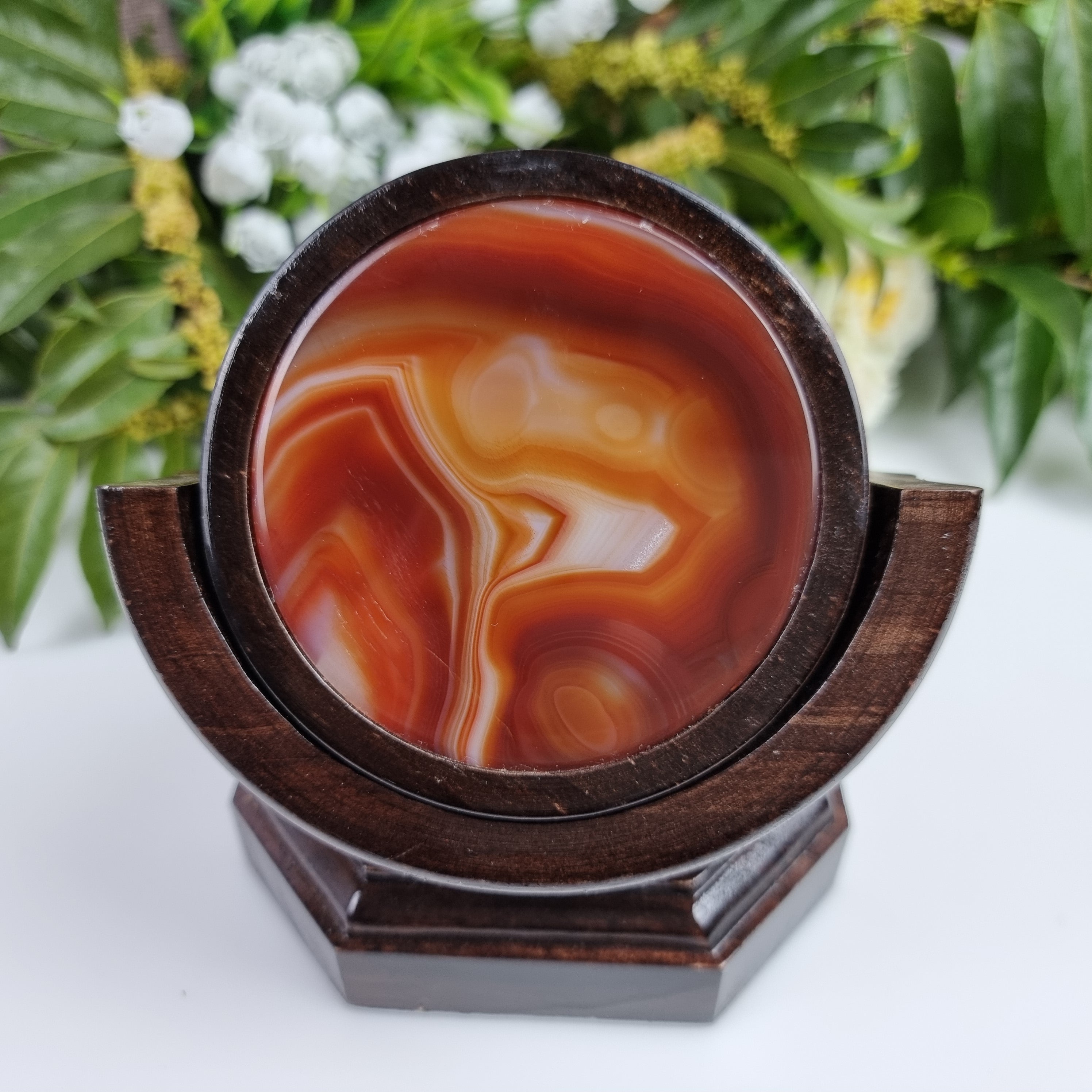Agate coasters SET with wooden base 6 pieces natural stones 1.60 Kg Super Special