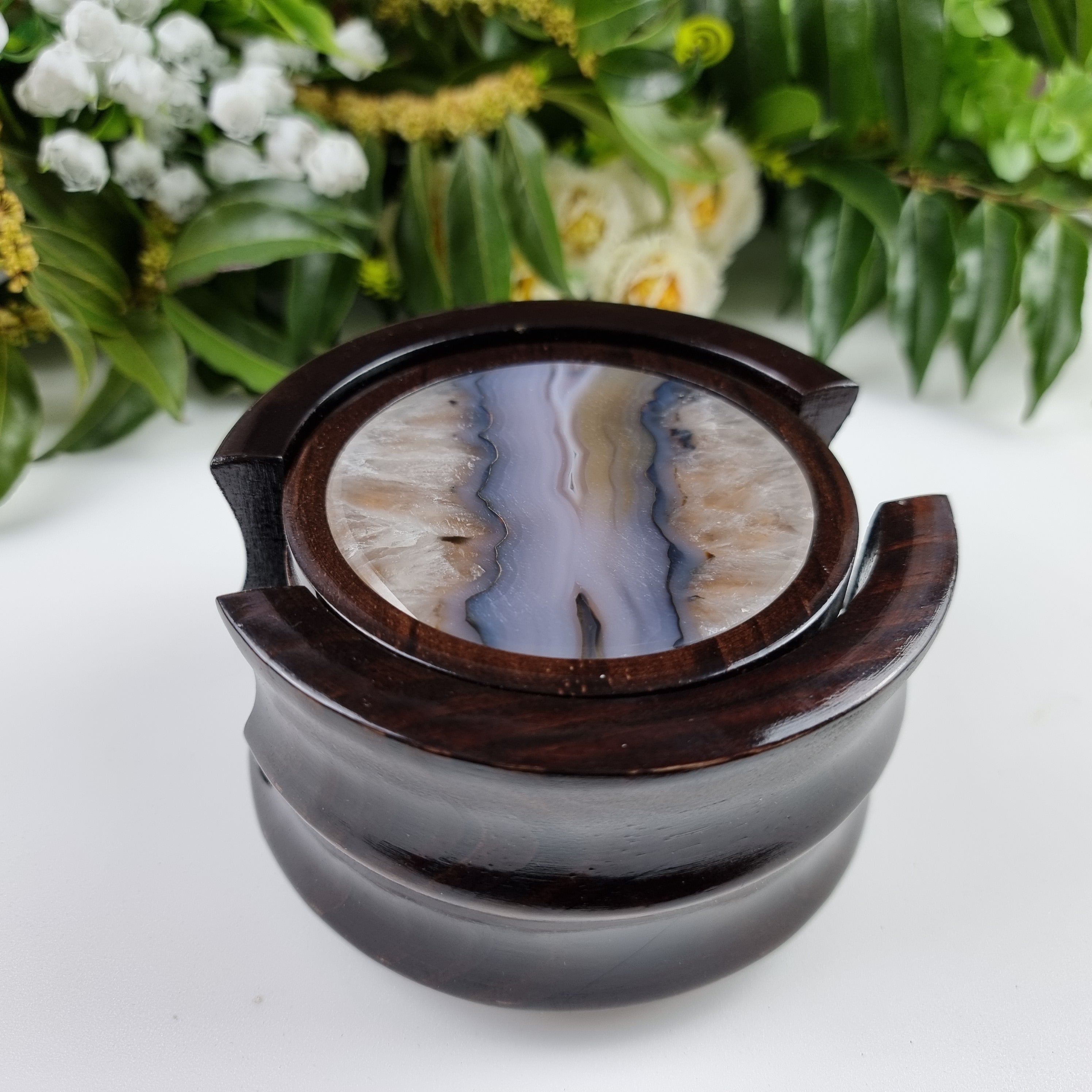 Posavasos de ágata KIT con base de madera 6 unidades piedras naturales 1,60 kg Special