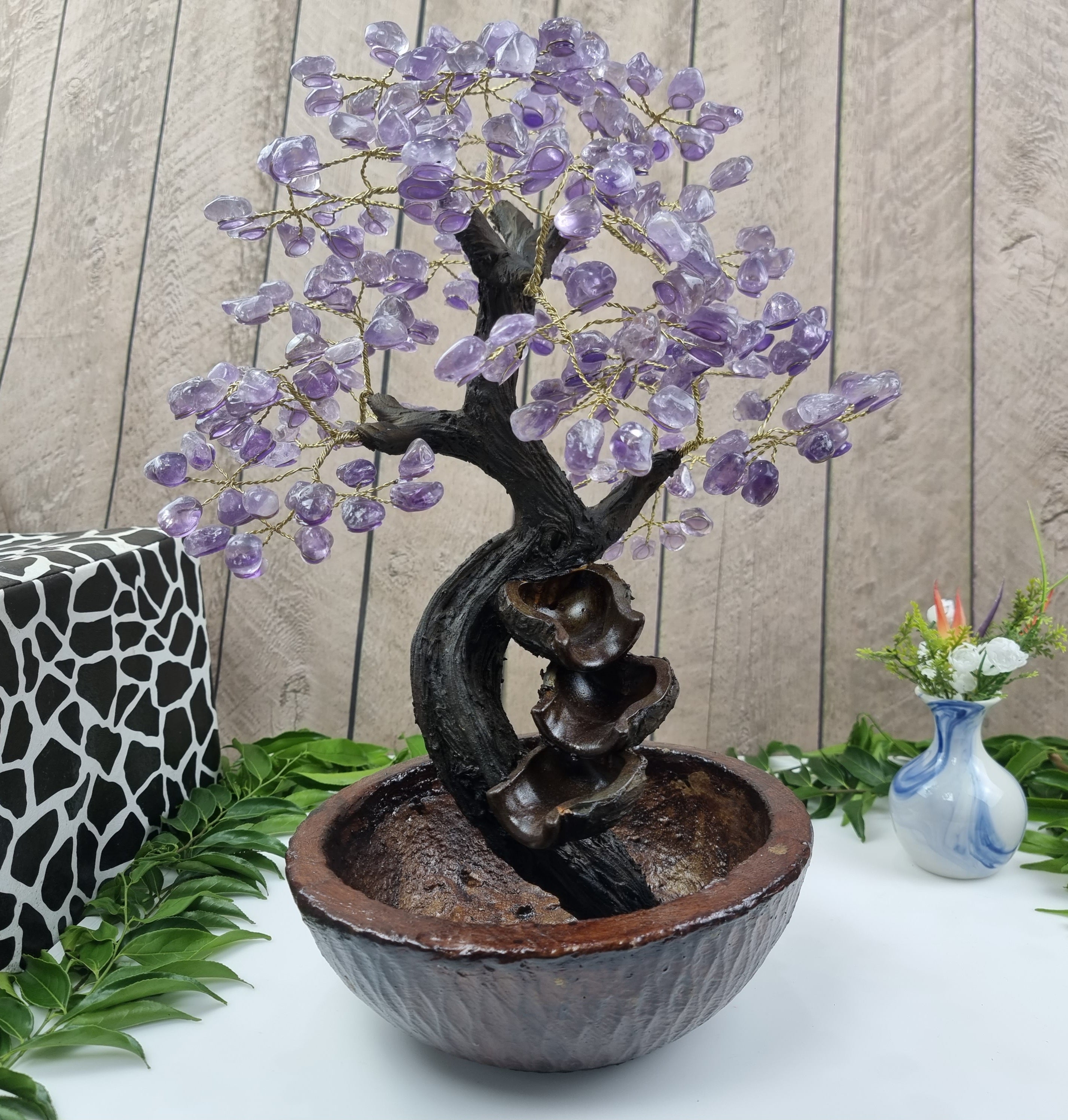 Waterfall tree of precious stones 36 branches and 180 stones 50 cm height weight 2.0 kg