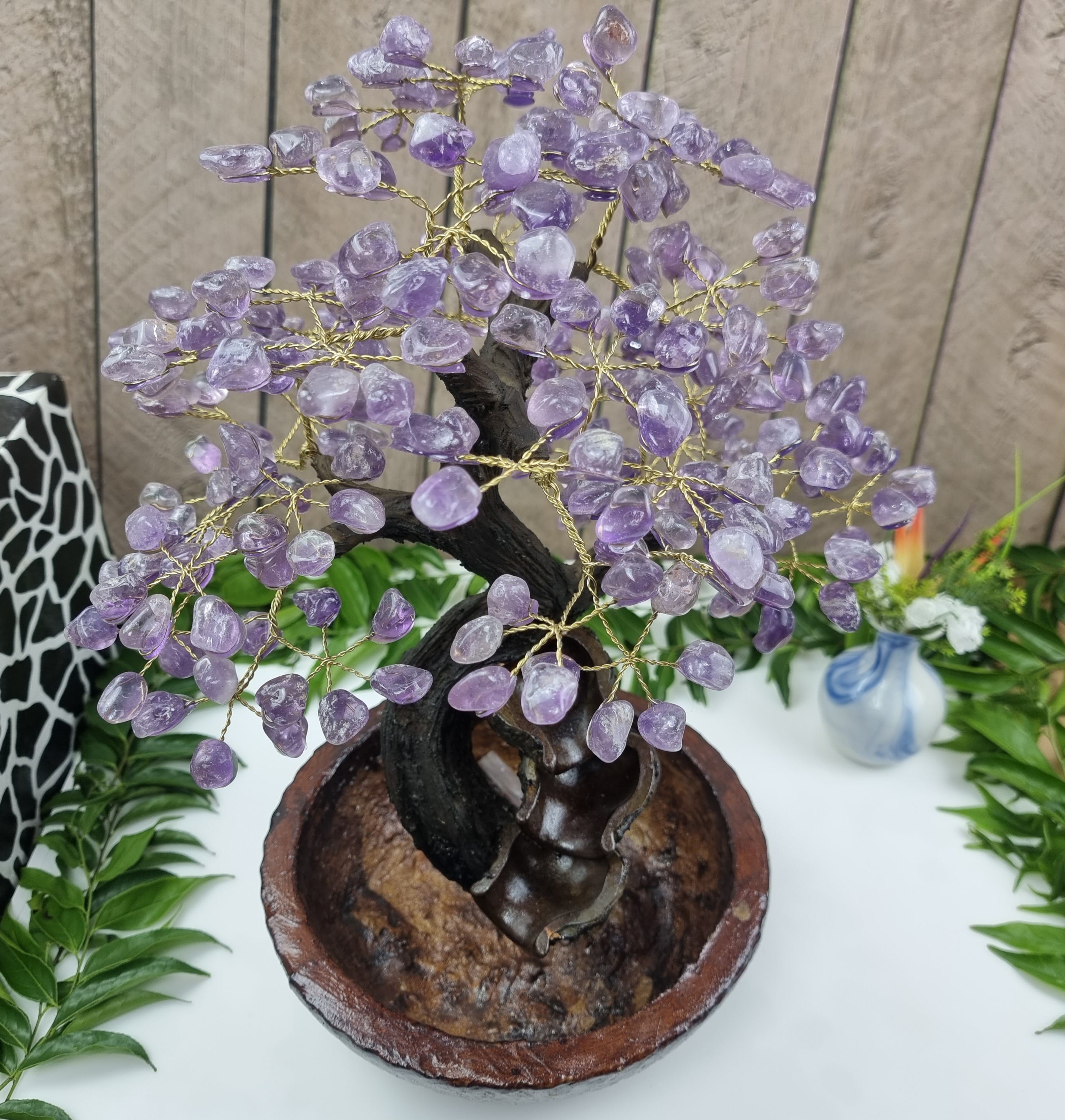 Waterfall tree of precious stones 36 branches and 180 stones 50 cm height weight 2.0 kg