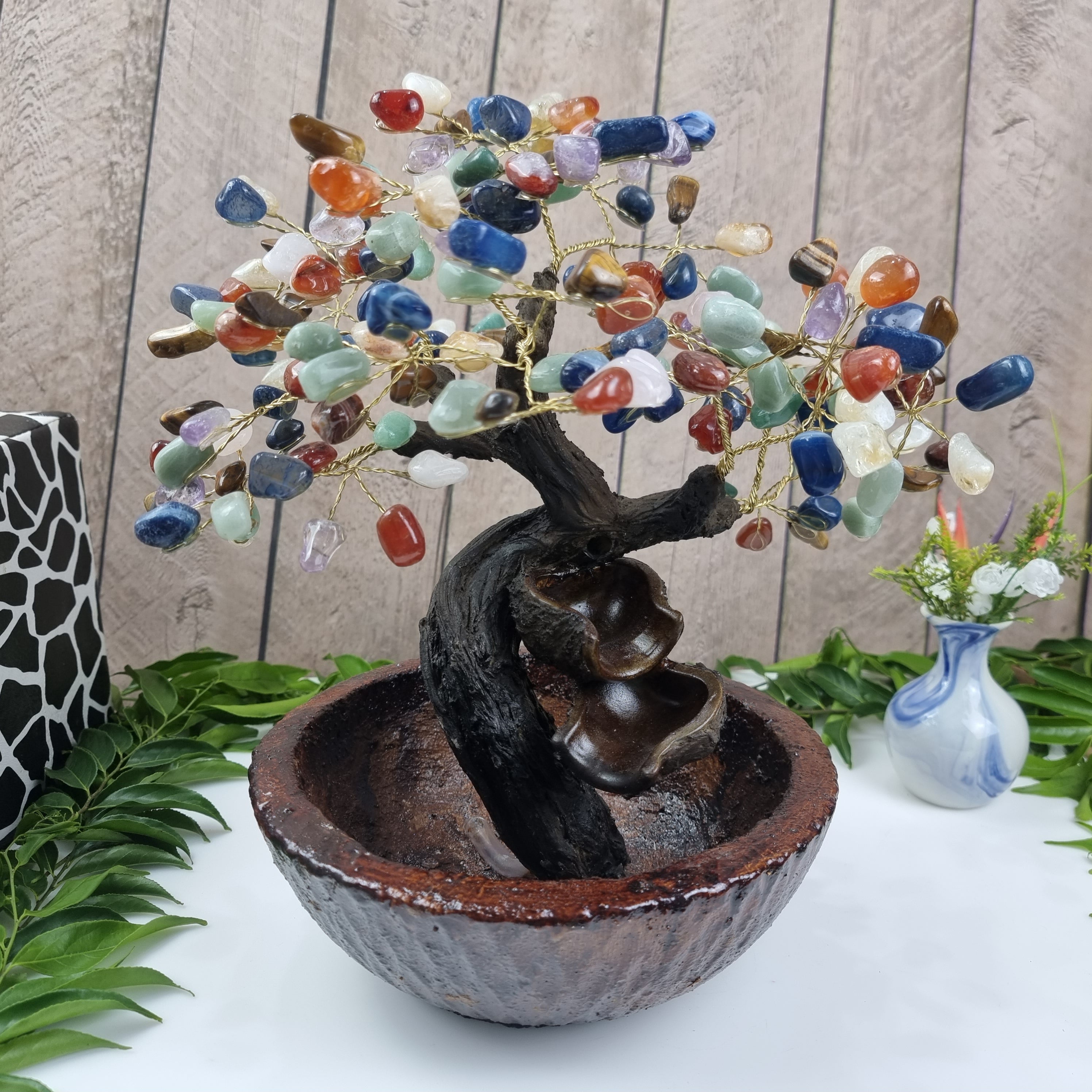 Waterfall tree of precious stones 36 branches and 180 stones 50 cm height weight 2.0 kg