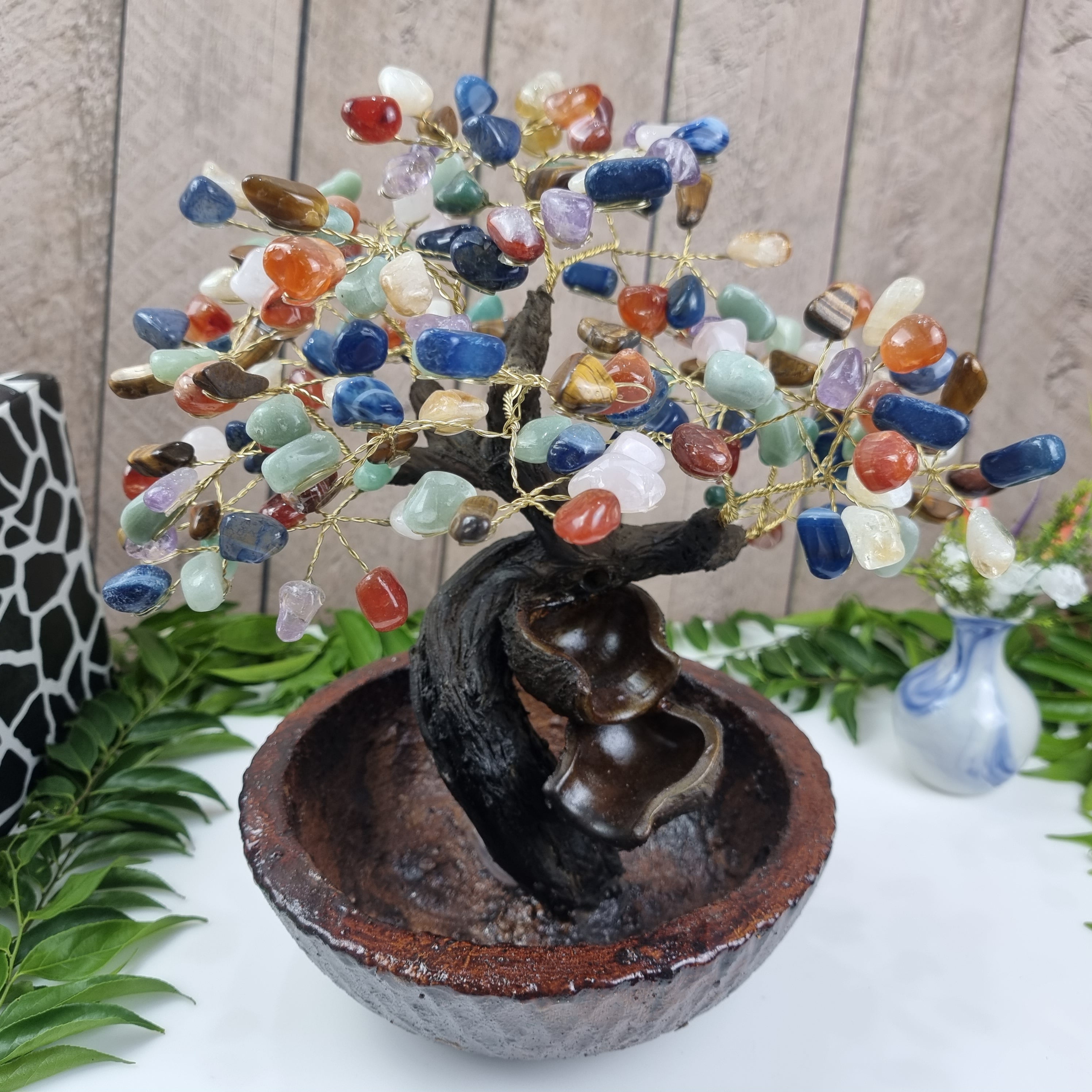 Waterfall tree of precious stones 36 branches and 180 stones 50 cm height weight 2.0 kg