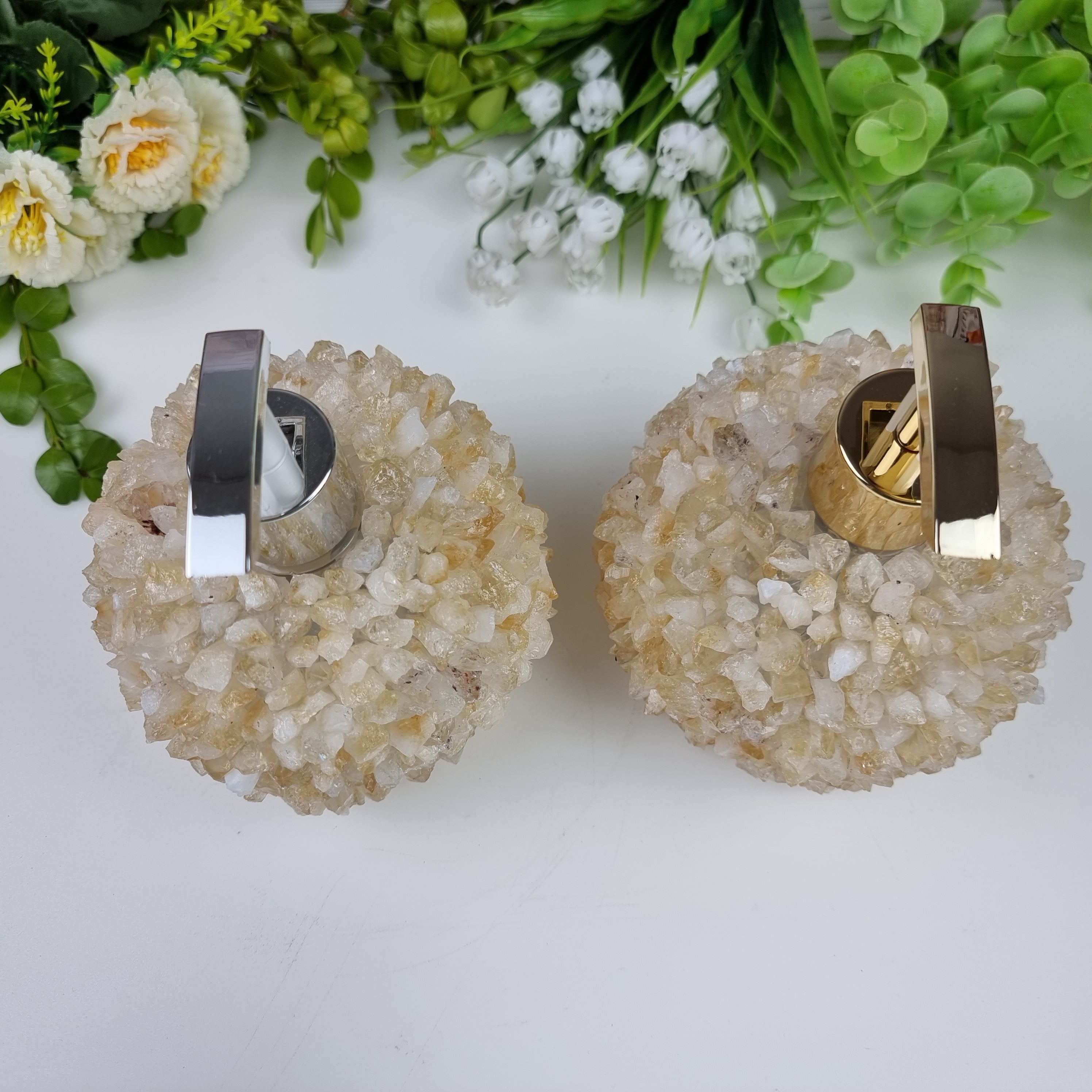 CITRINE Soap Dish | Height 15 cm | Gold and Silver Spout | Energy, Beauty, and Sophistication