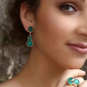 Pendientes de Esmeralda con Baño de Oro