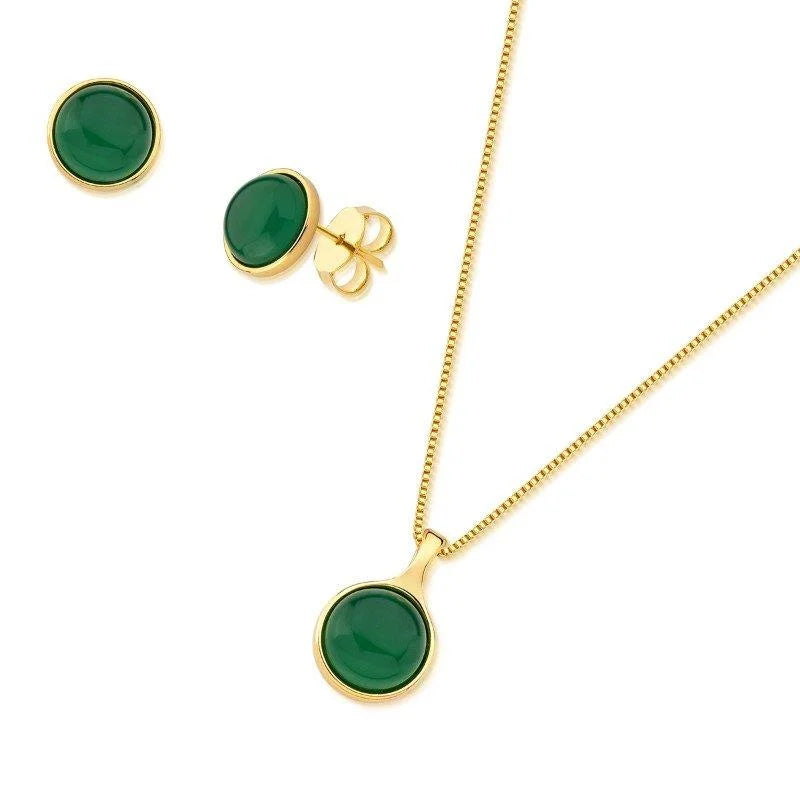 Conjunto de Collar y Pendientes Bañado en Oro