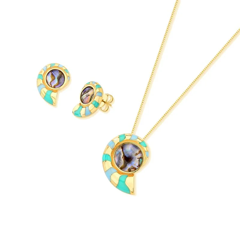 Conjunto Collar y Pendientes Bañados en Oro