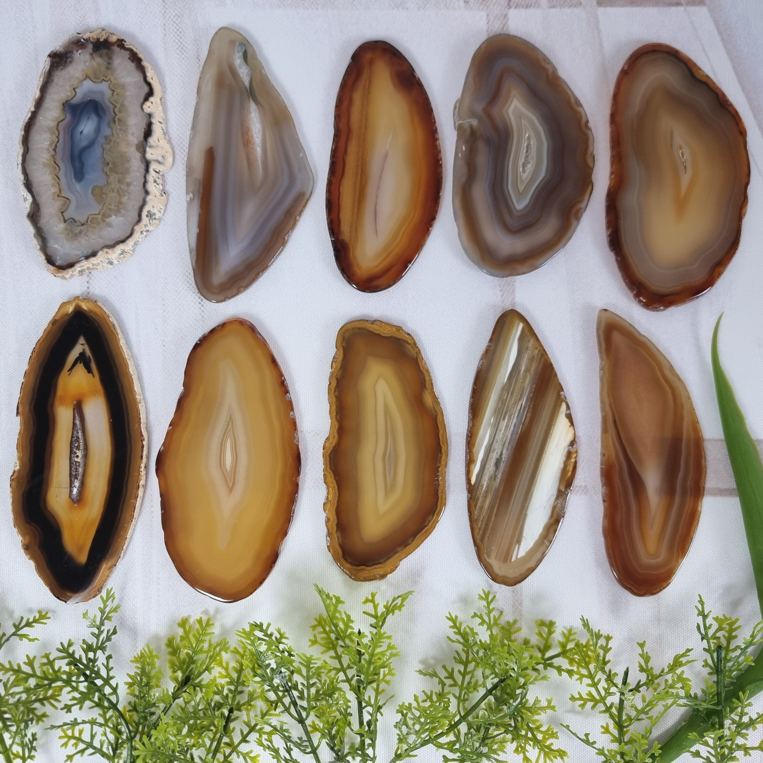 Special Natural Agate Slabs | 10-Piece Untreated KIT without hole | BR Crystals Handmade Item