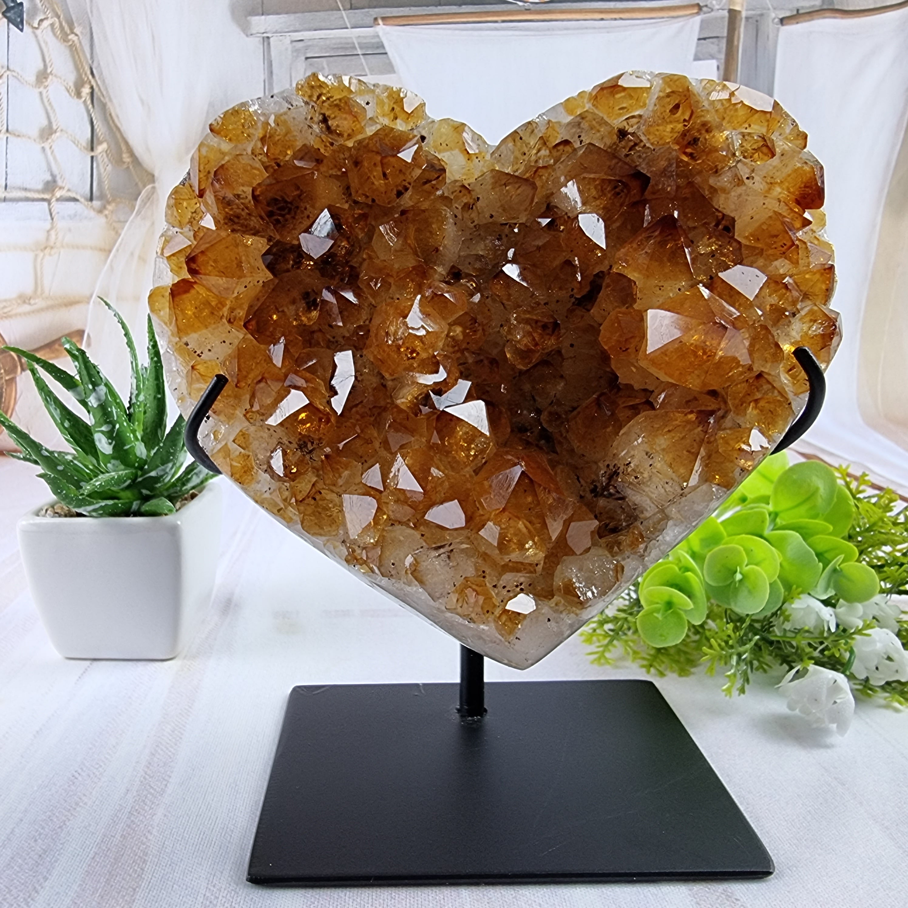 Corazones de Citrino sobre Base de Hierro - Súper Extra, Para su Elección
