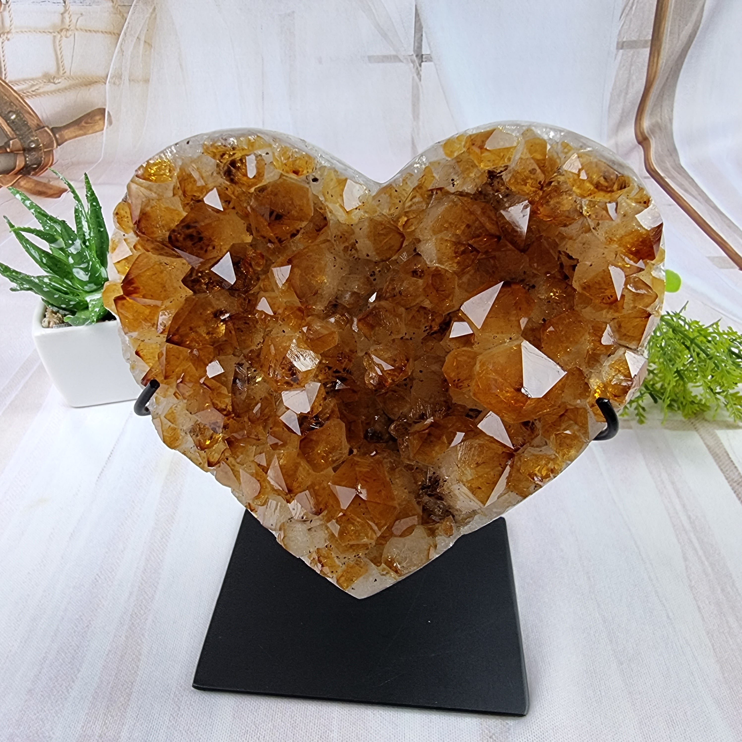 Citrine Hearts on Iron Base - Super Extra, For Your Choice