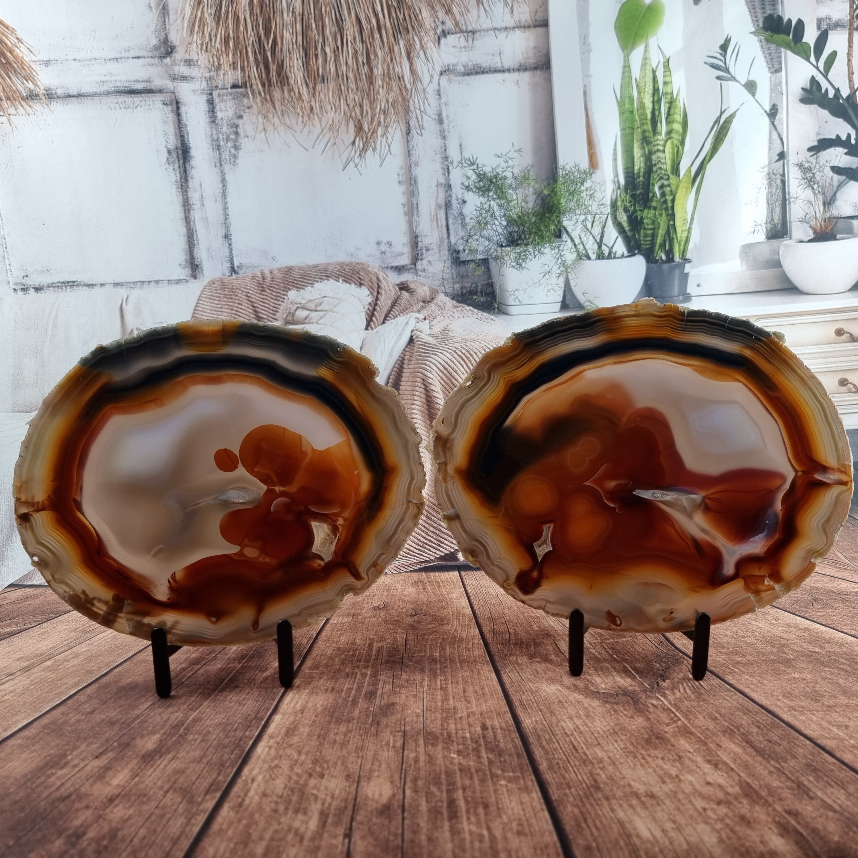 SUPER SPECIAL Agate Slice | Black Iron Base | Height 24.50 cm, 1 Unit | BR Crystals Handcrafted Piece