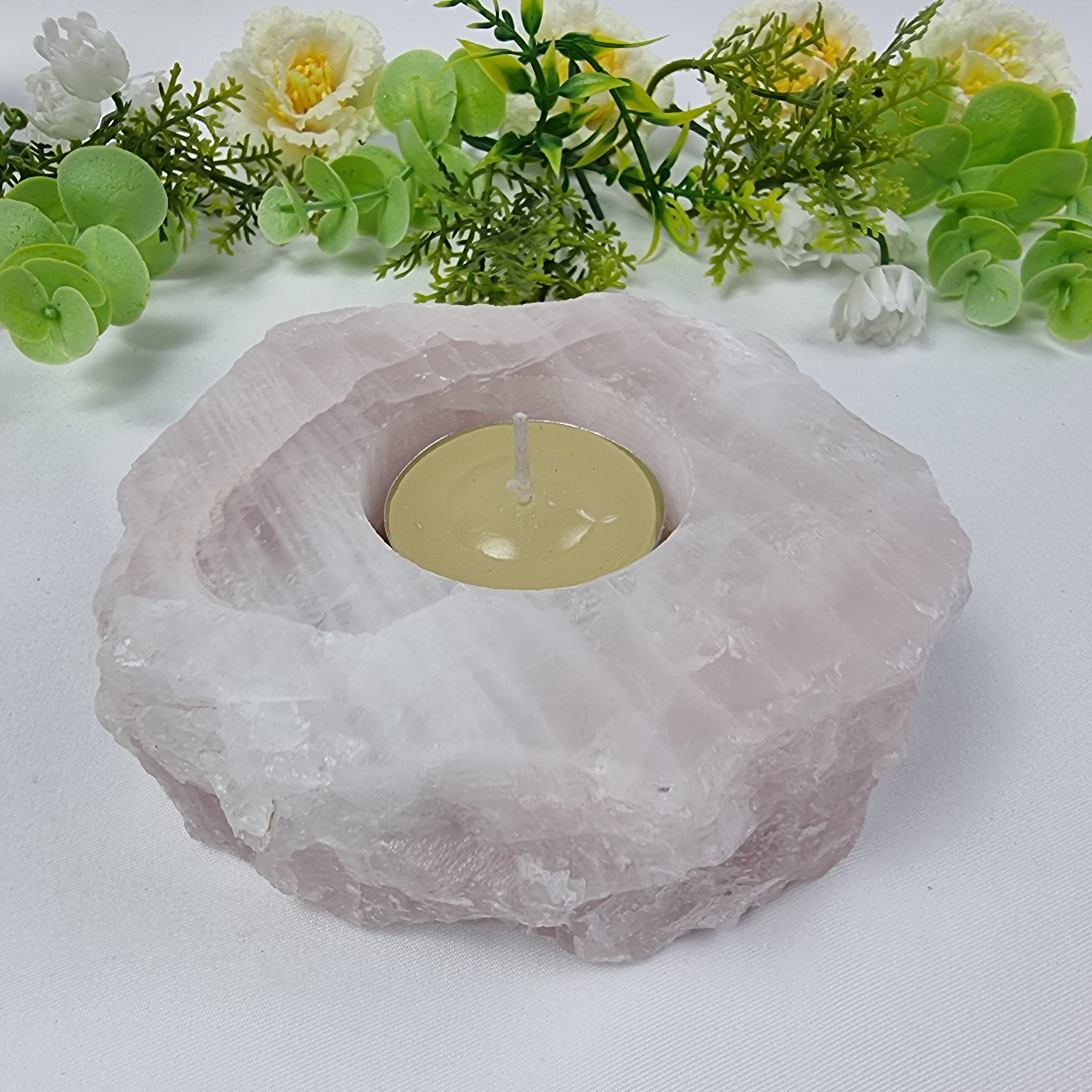 Portavelas de Cuarzo Piedras Especiales | Energía, Belleza y Sofisticación | Pieza Artesanal BR Crystal
