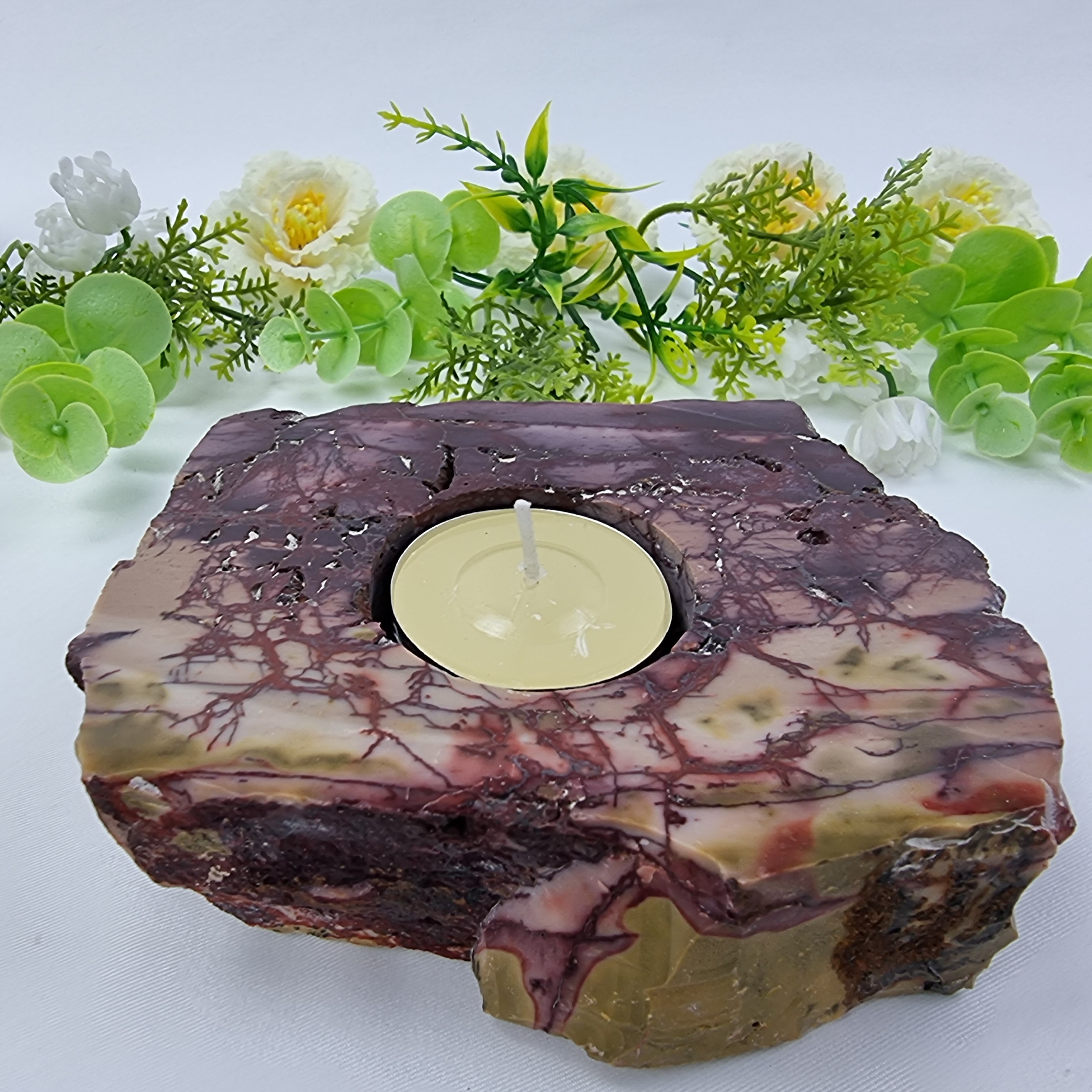 Portavelas de Cuarzo Piedras Especiales | Energía, Belleza y Sofisticación | Pieza Artesanal BR Crystal