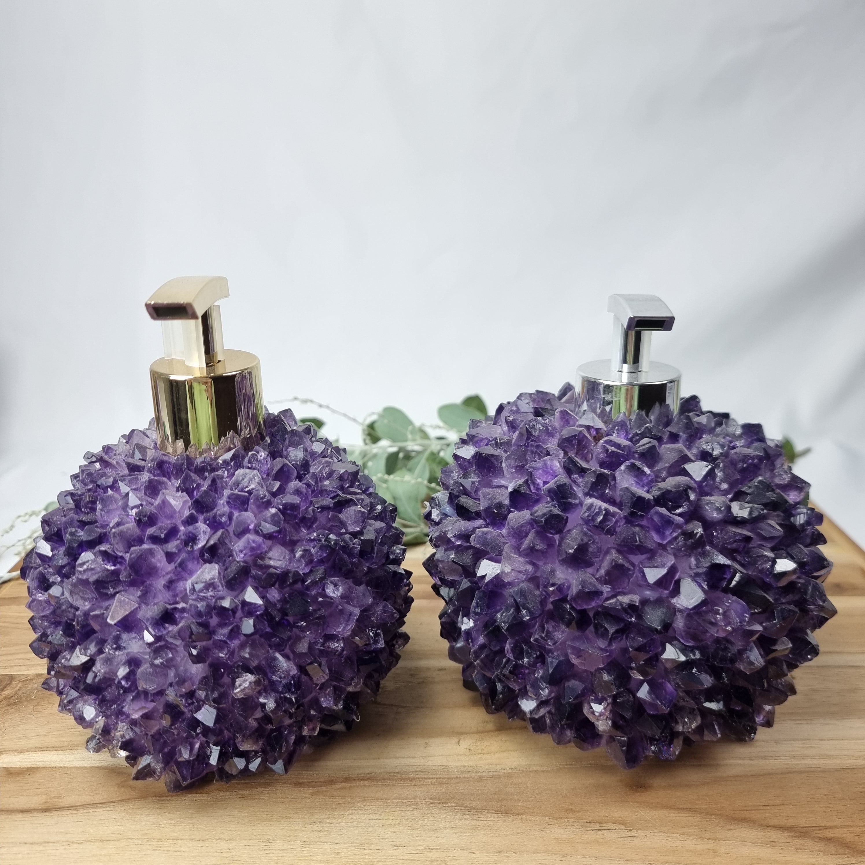 Amethyst Soap Dispenser - Height 15 cm - available in Gold and Silver Pump