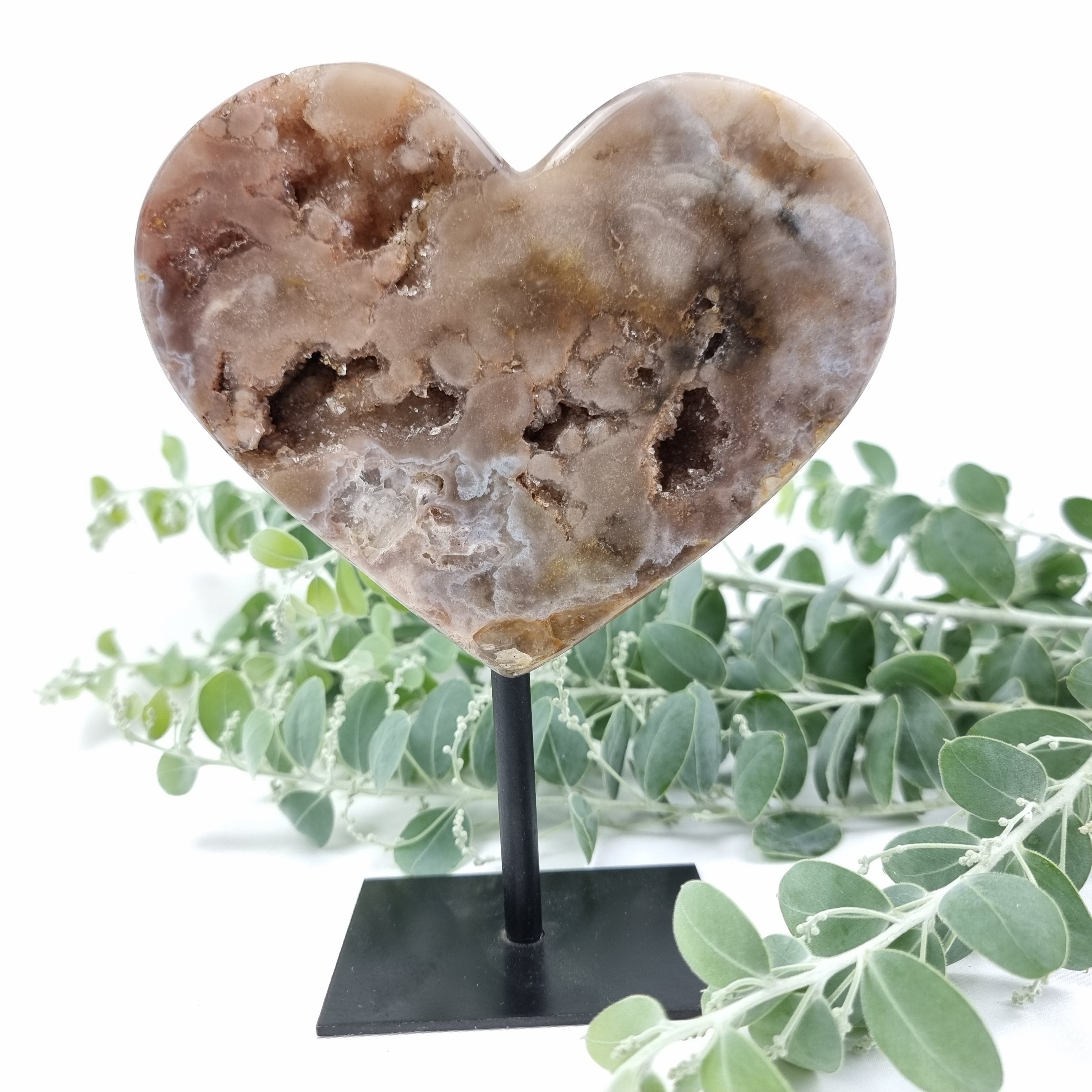 Pink Amethyst Heart Geode, Extra Quality, metal stand, 1.48 lbs & 7.08" Tall #by Brcrystals