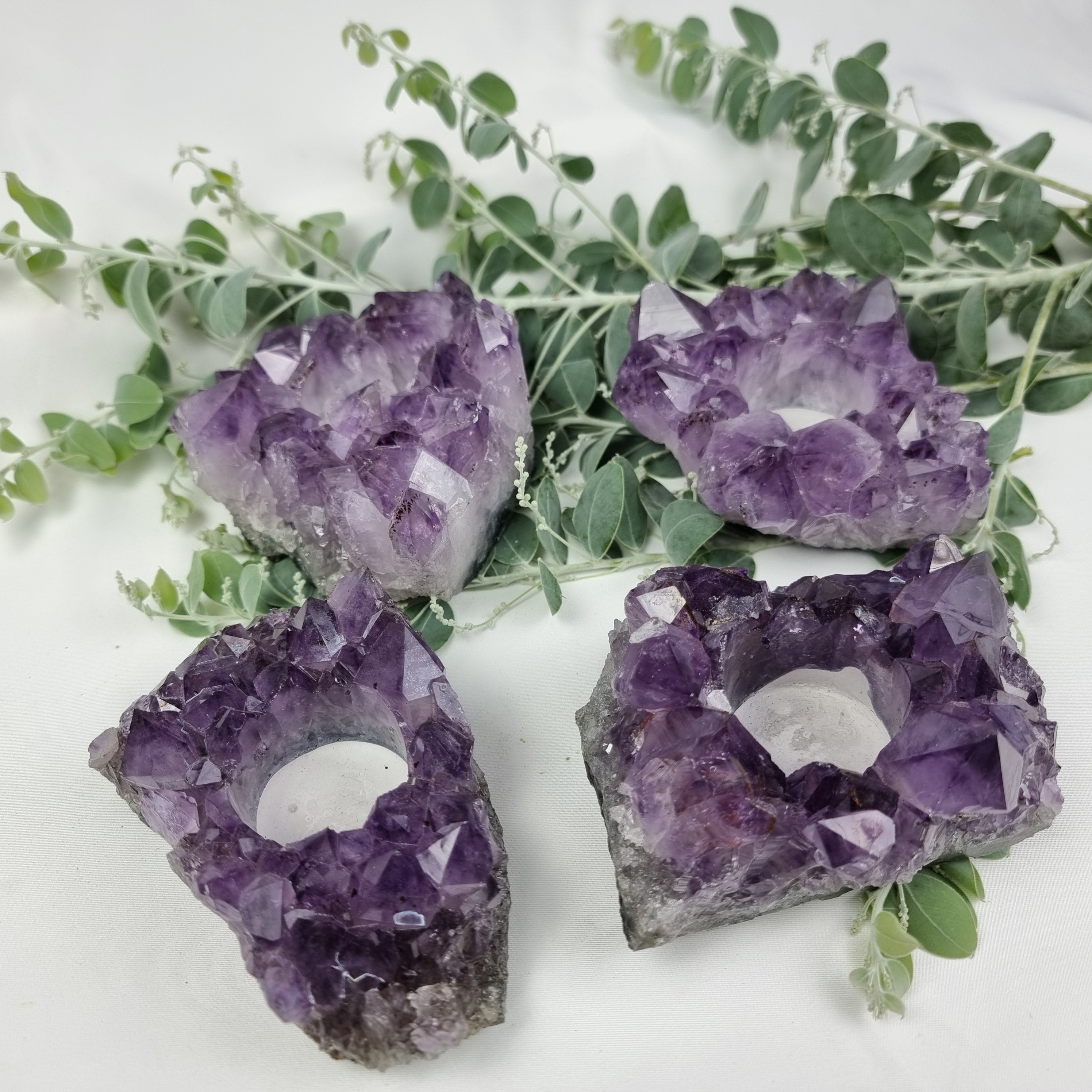 Portavelas de Amatista Drusa con Cristales Especiales | Energía, Belleza y Sofisticación | Pieza Artesanal BR Crystals
