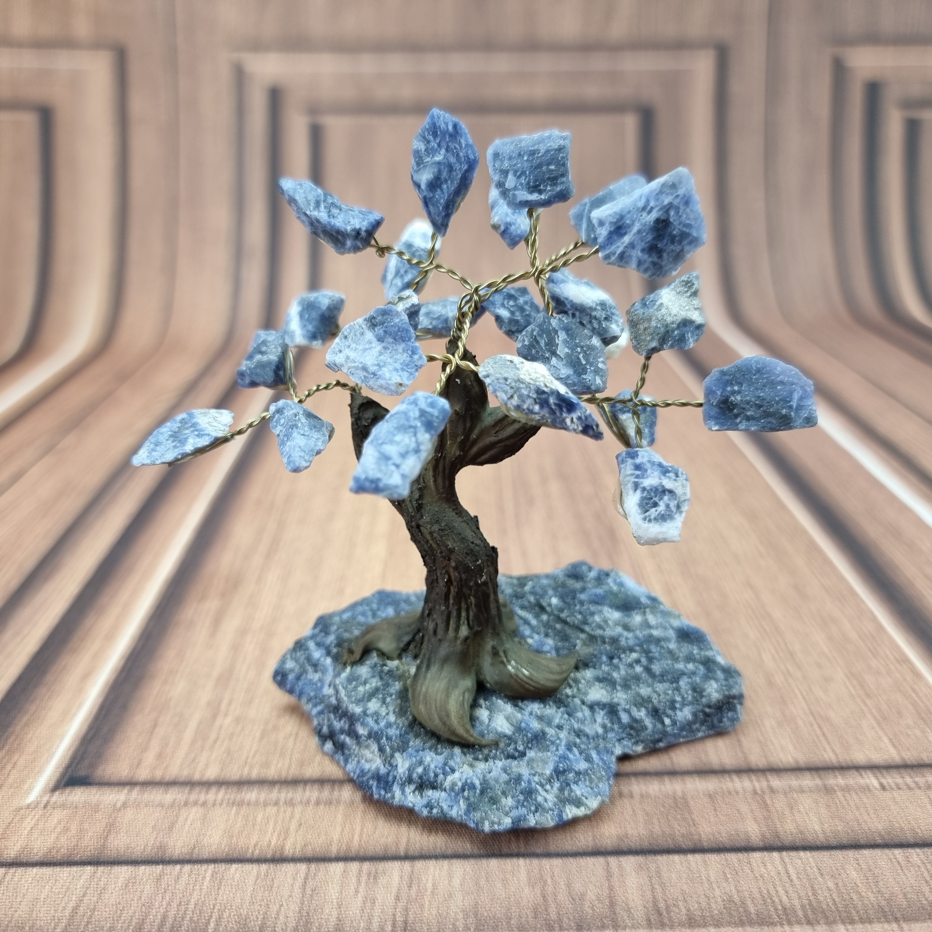 5" Tall Rough Sodalite Tree, Sodalite Base, 24 Gems Total Model, 8 branches