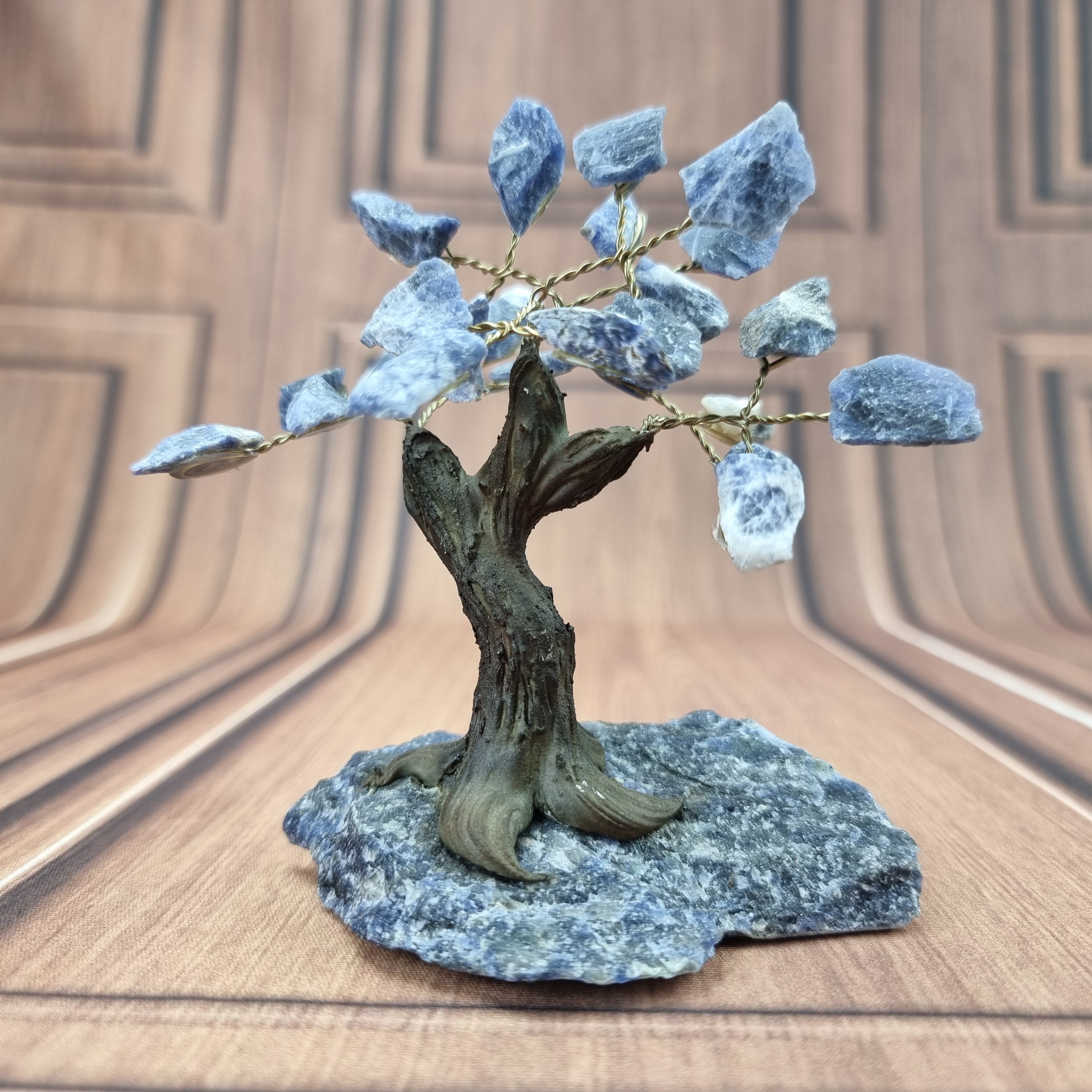 5" Tall Rough Sodalite Tree, Sodalite Base, 24 Gems Total Model, 8 branches