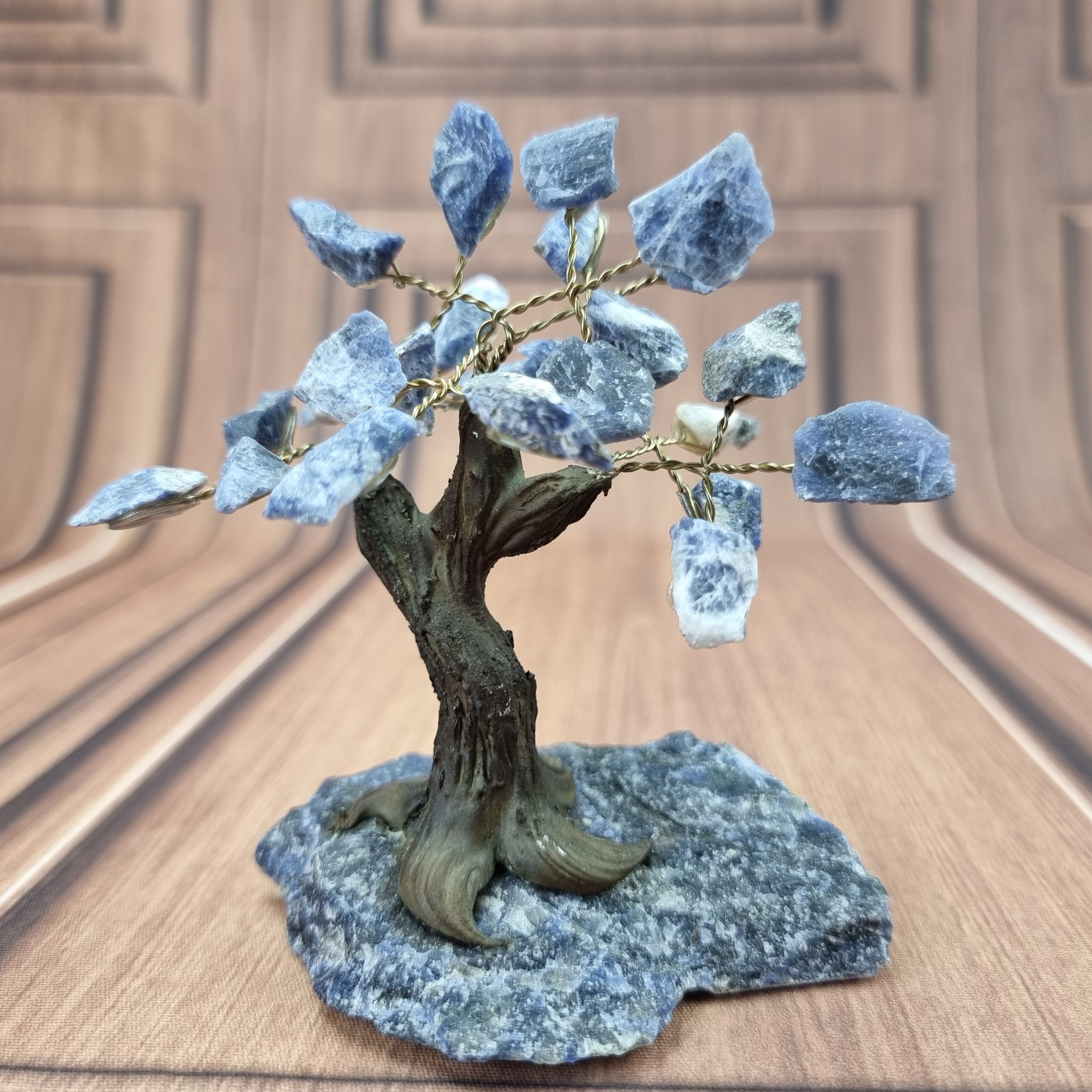 5" Tall Rough Sodalite Tree, Sodalite Base, 24 Gems Total Model, 8 branches