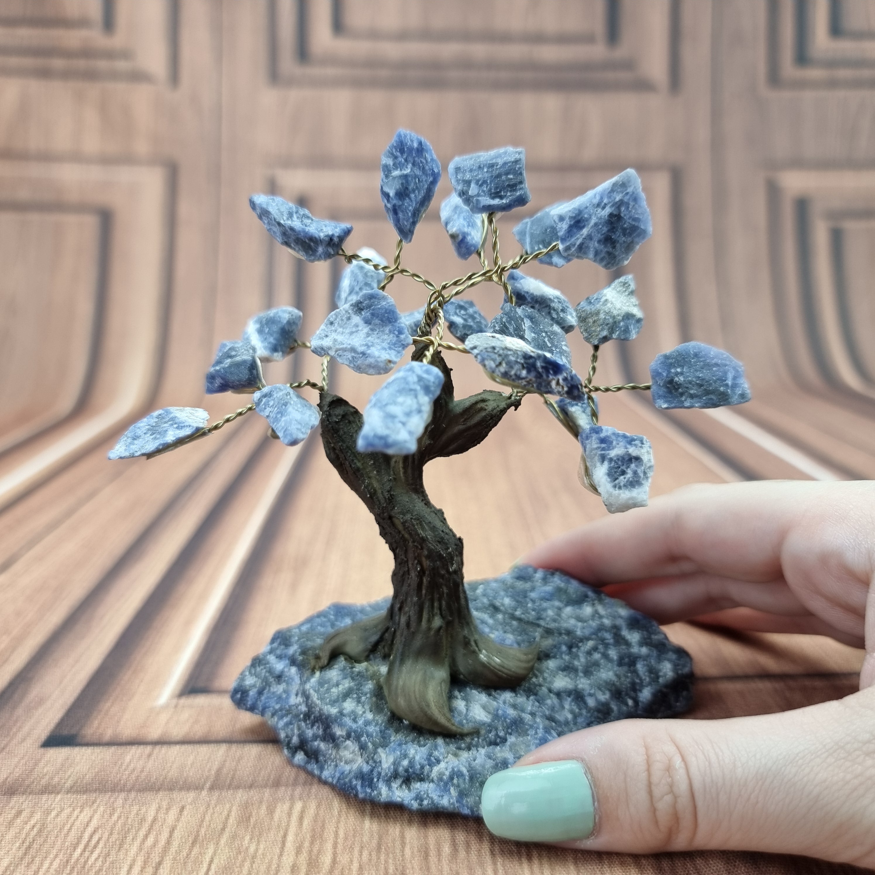 5" Tall Rough Sodalite Tree, Sodalite Base, 24 Gems Total Model, 8 branches