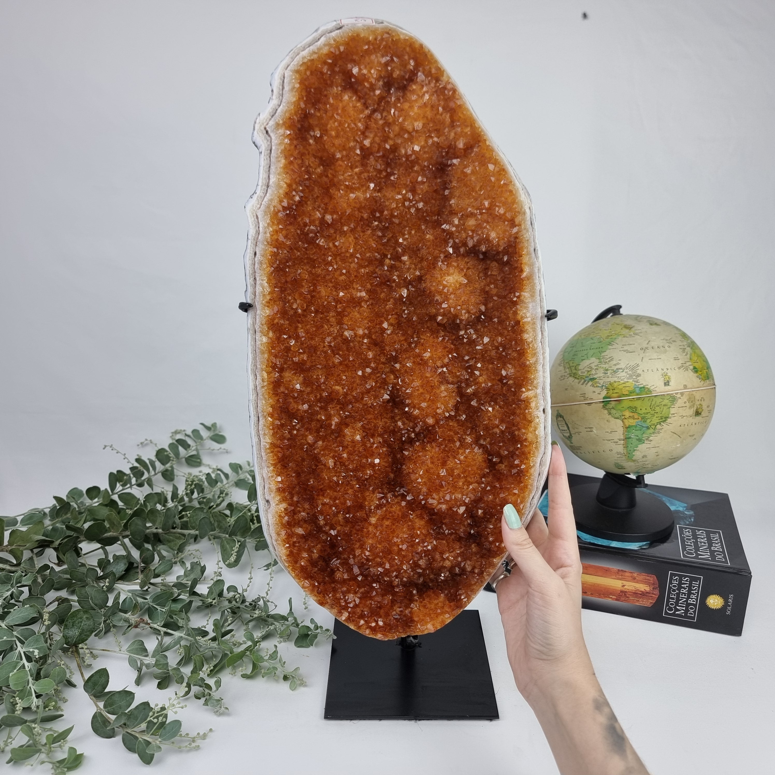 CITRINE Extra Special Druse | Black Iron Base | Weight 6.90 Kgs, Height 51 cm | Handmade Piece BR Crystals
