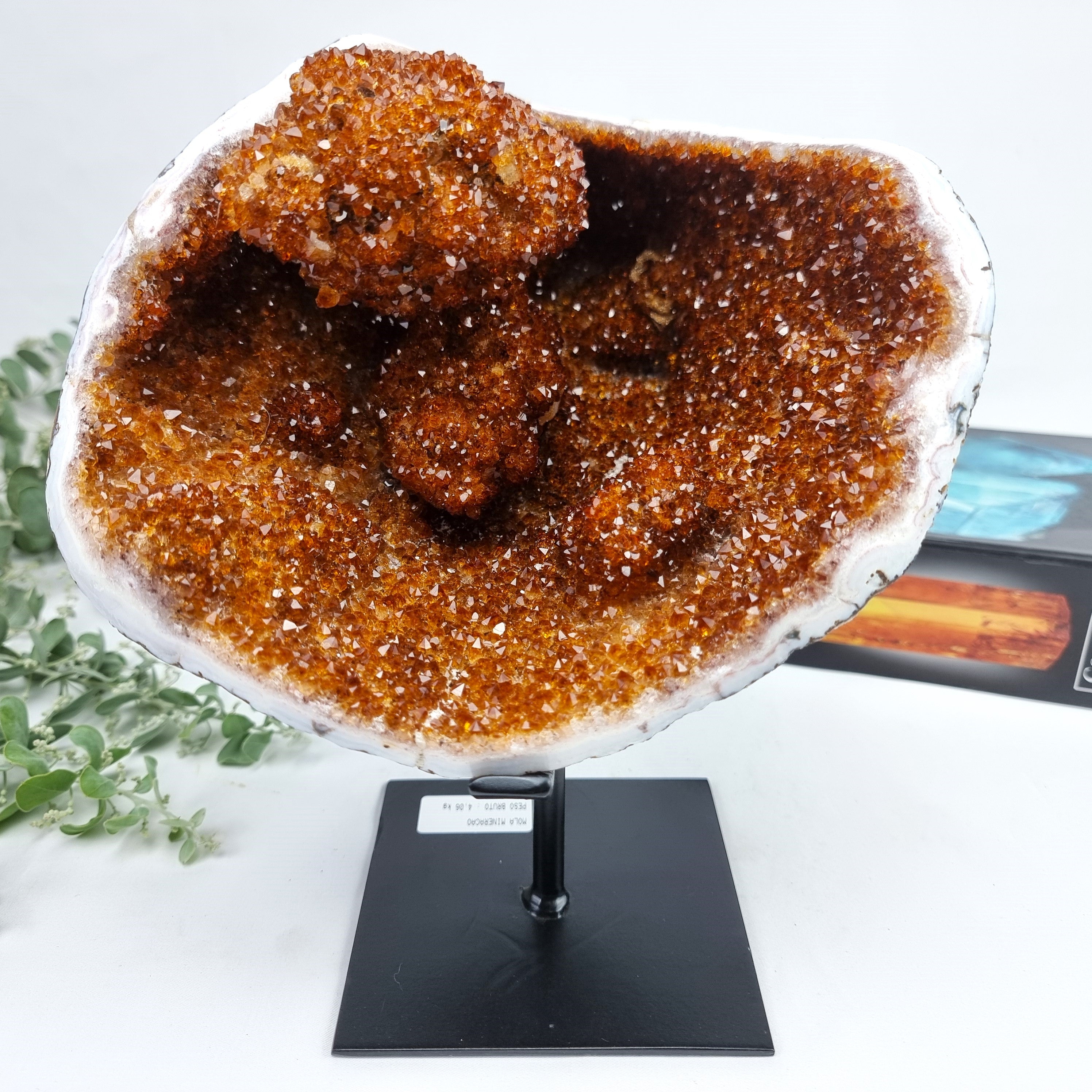 Citrine Crystal Cluster SUPER EXTRA, Metal Stand, 8.95 lbs & 9.45" Tall #by brcrystals