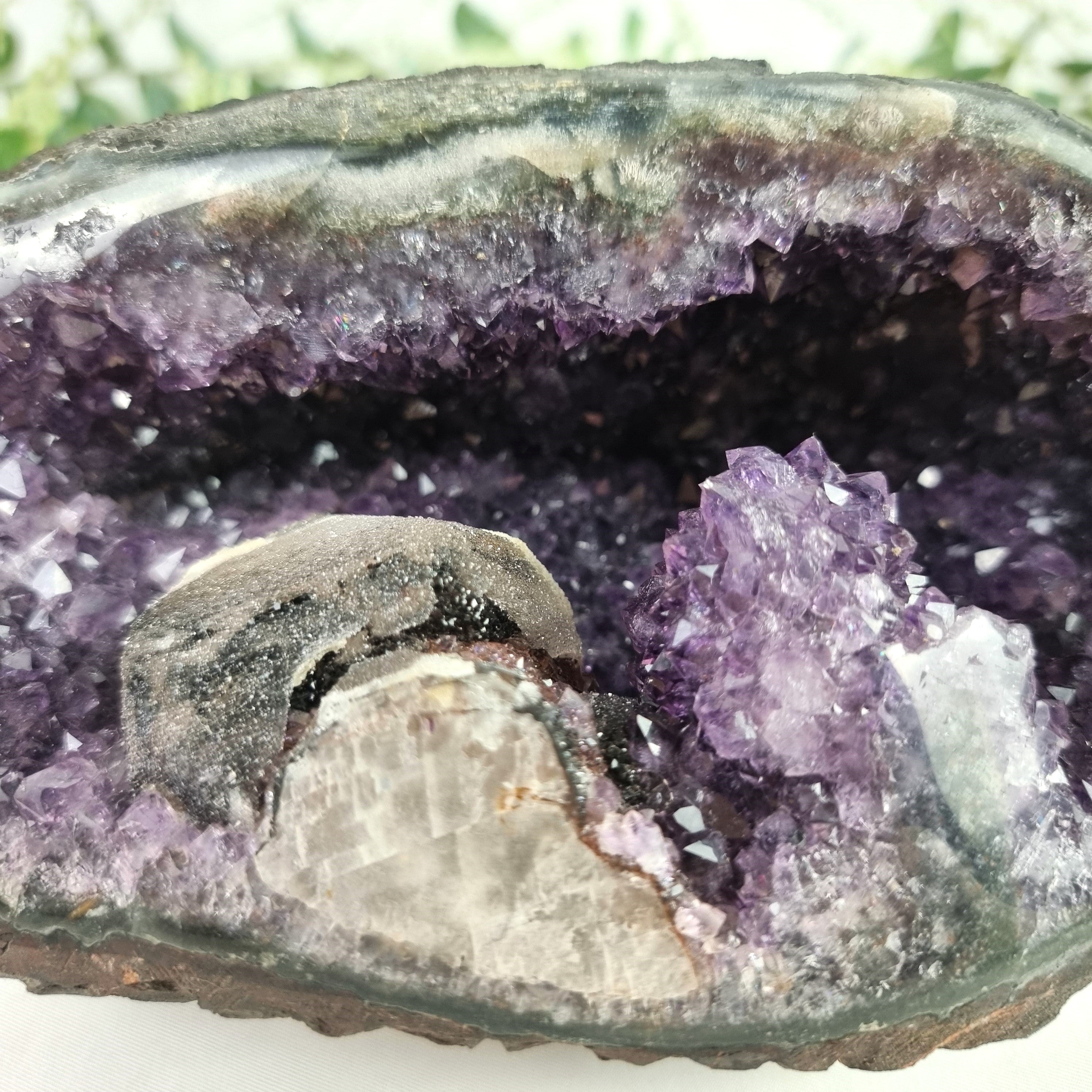 Exotic Crystal Cave - Unique Black Crystal Geode - Crystal Geode Cave -  5 lbs & 8.0" # brcrystals