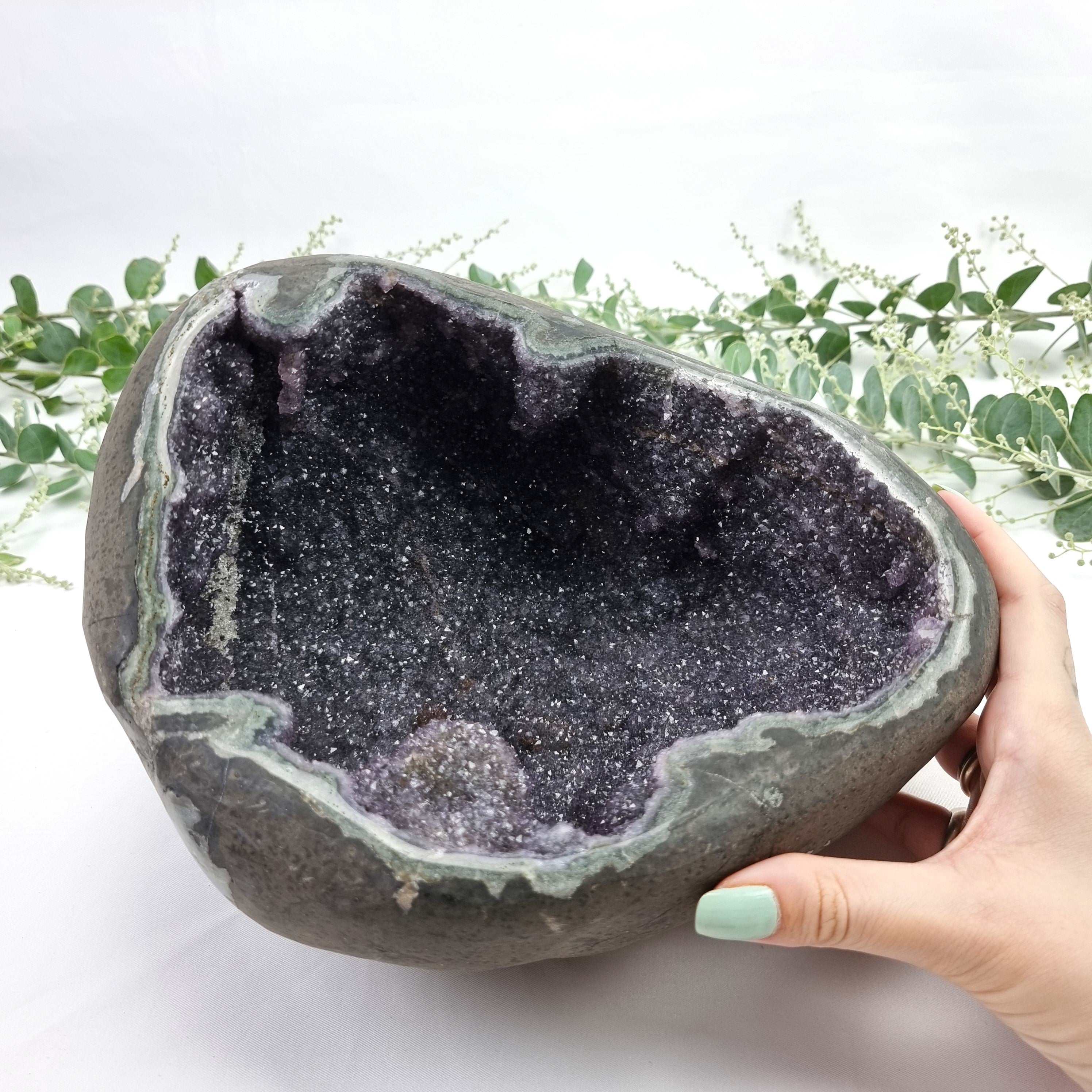 Exotic Crystal Cave - Unique Black Crystal Geode - Crystal Geode Cave -  8.38 lbs # brcrystals