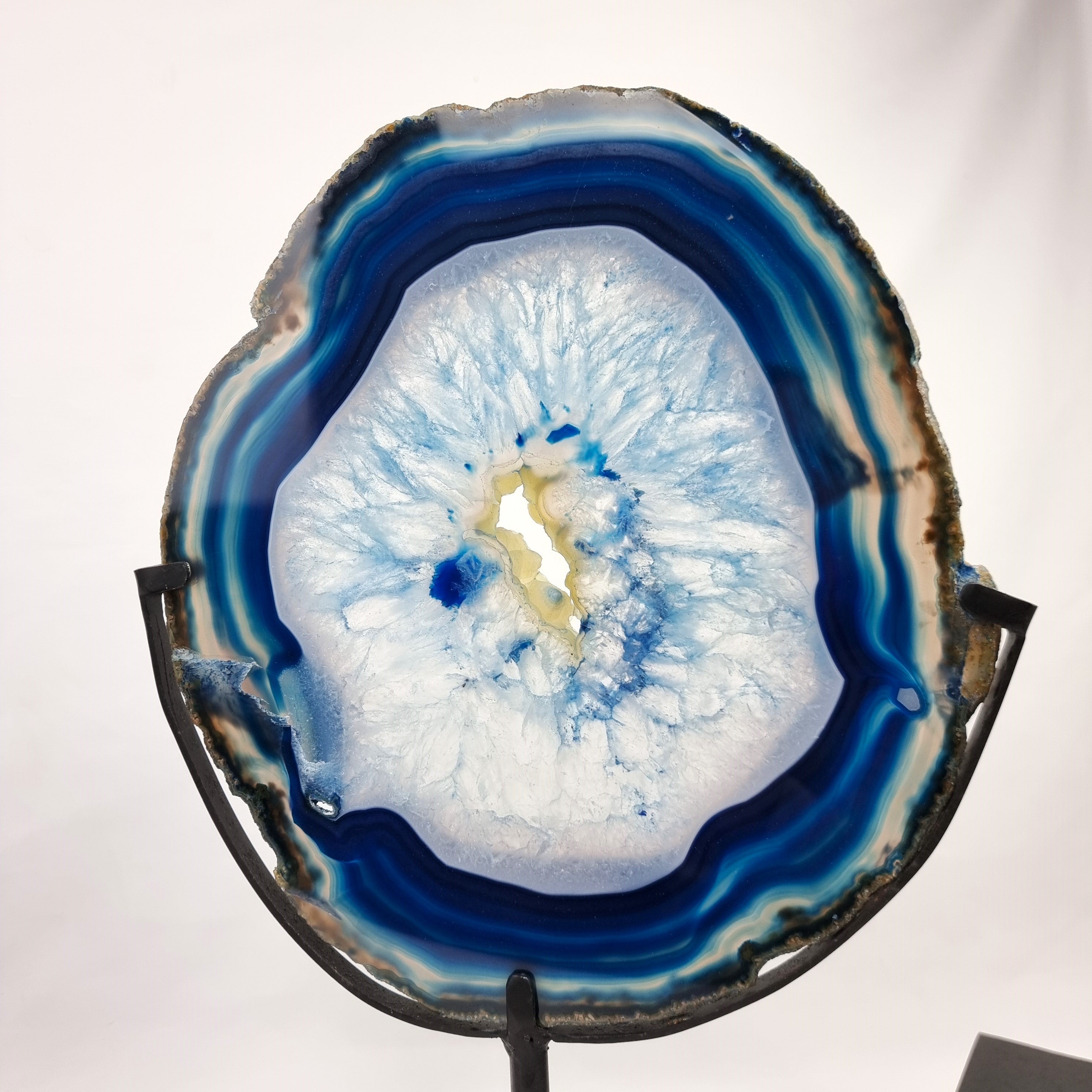 Blue Agate Slabs on Rotating Stand - Set of 2