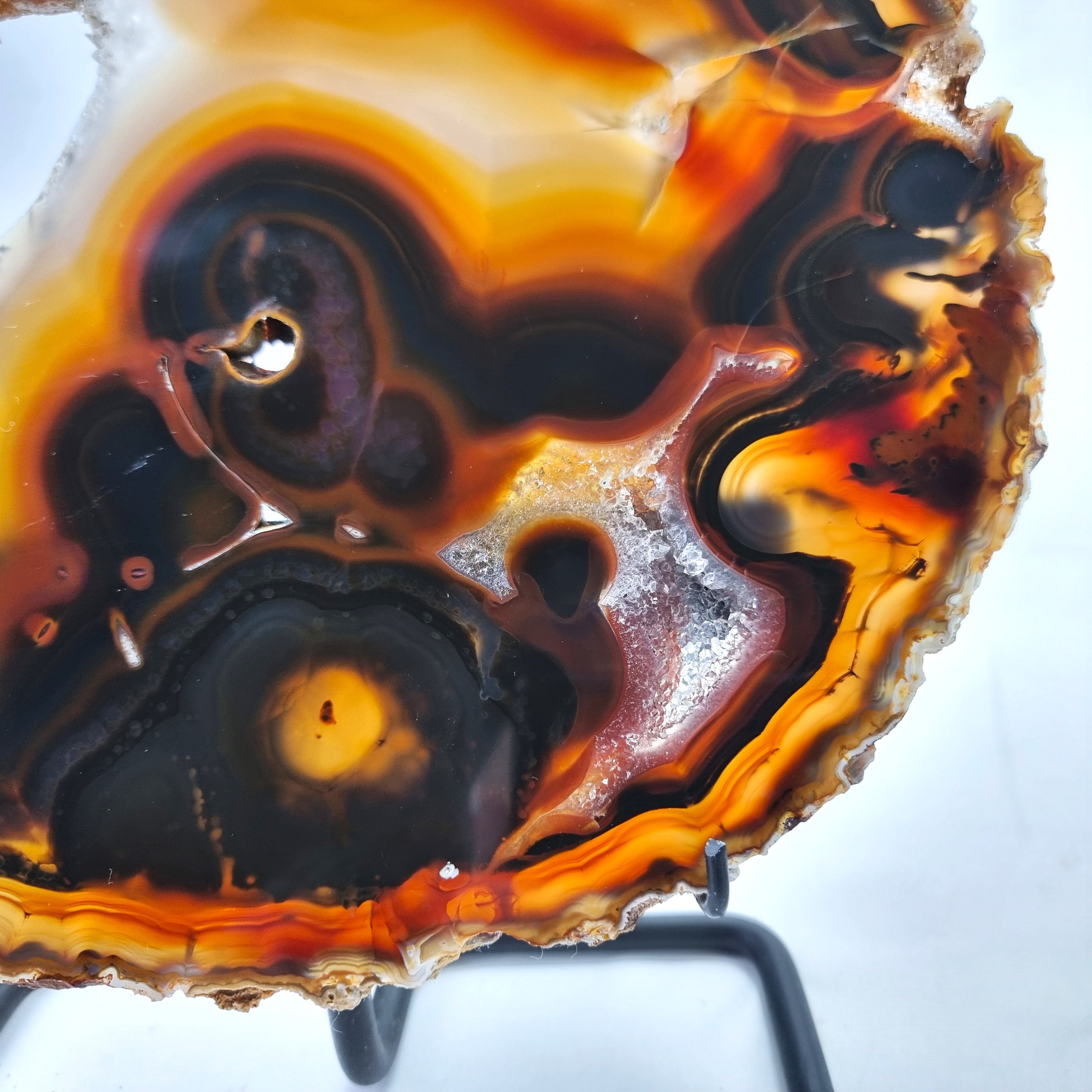 Natural Agate Slabs on Metal Stand - Set of 2