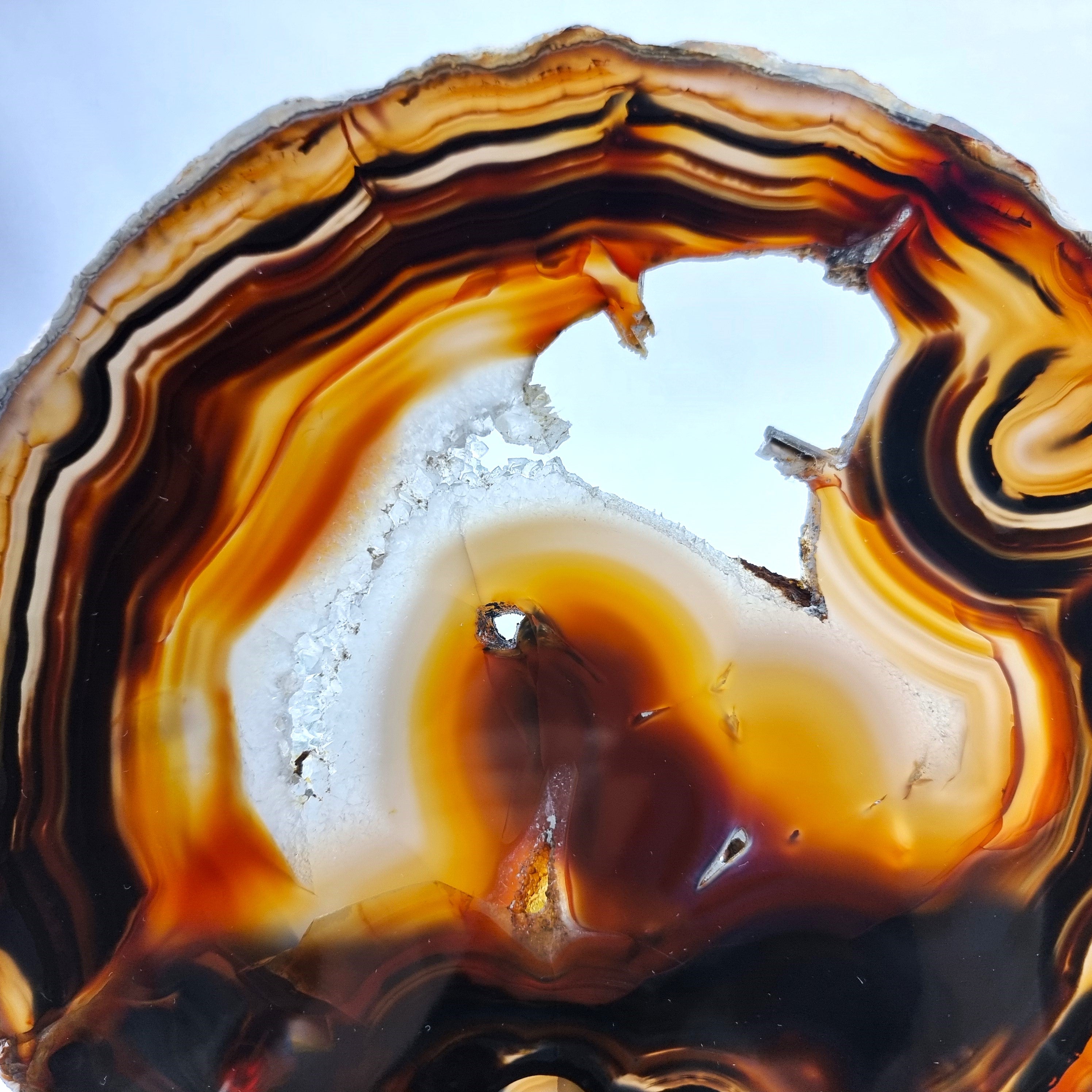 Natural Agate Slabs on Metal Stand - Set of 2