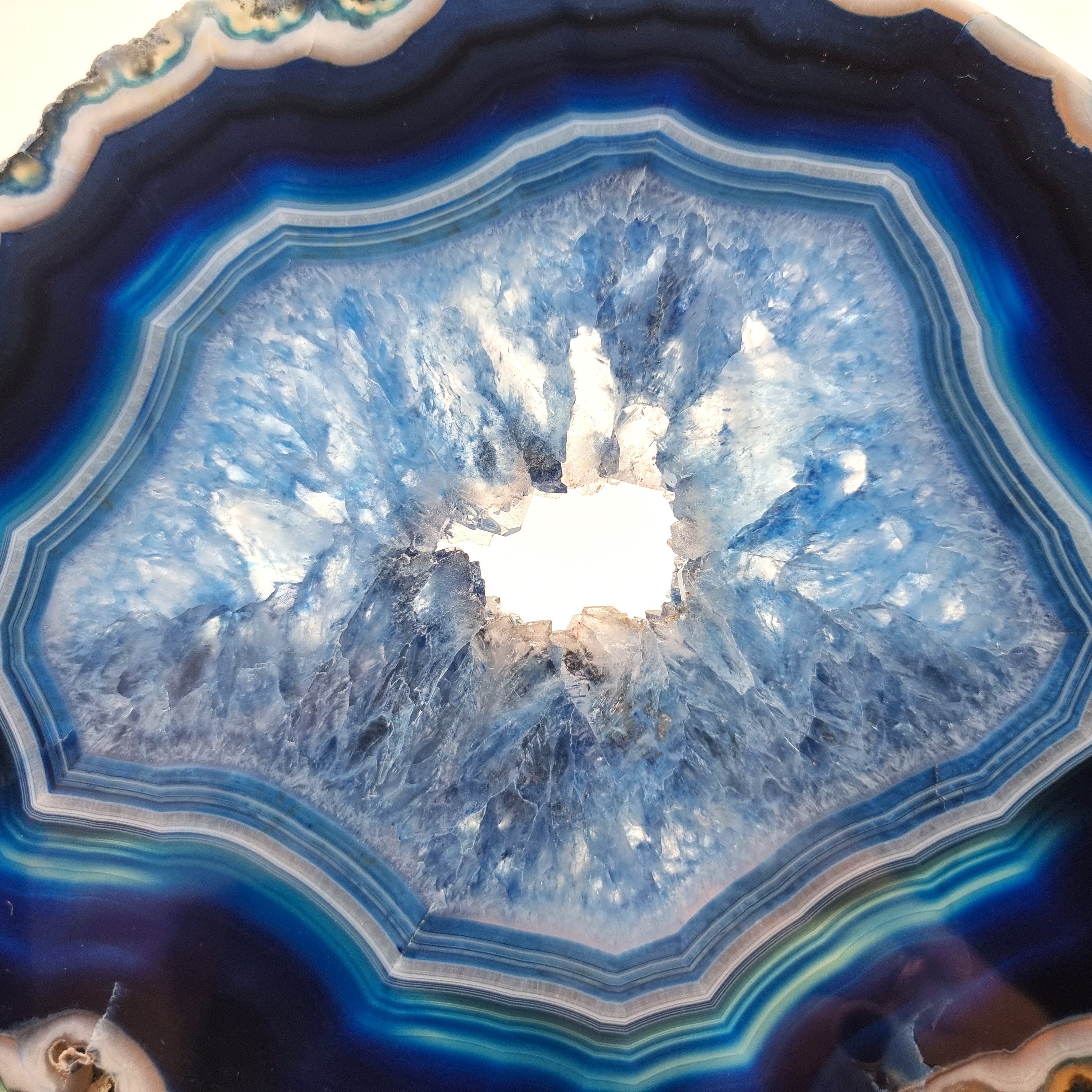 Blue Agate Slabs on Metal Stand - Set of 2