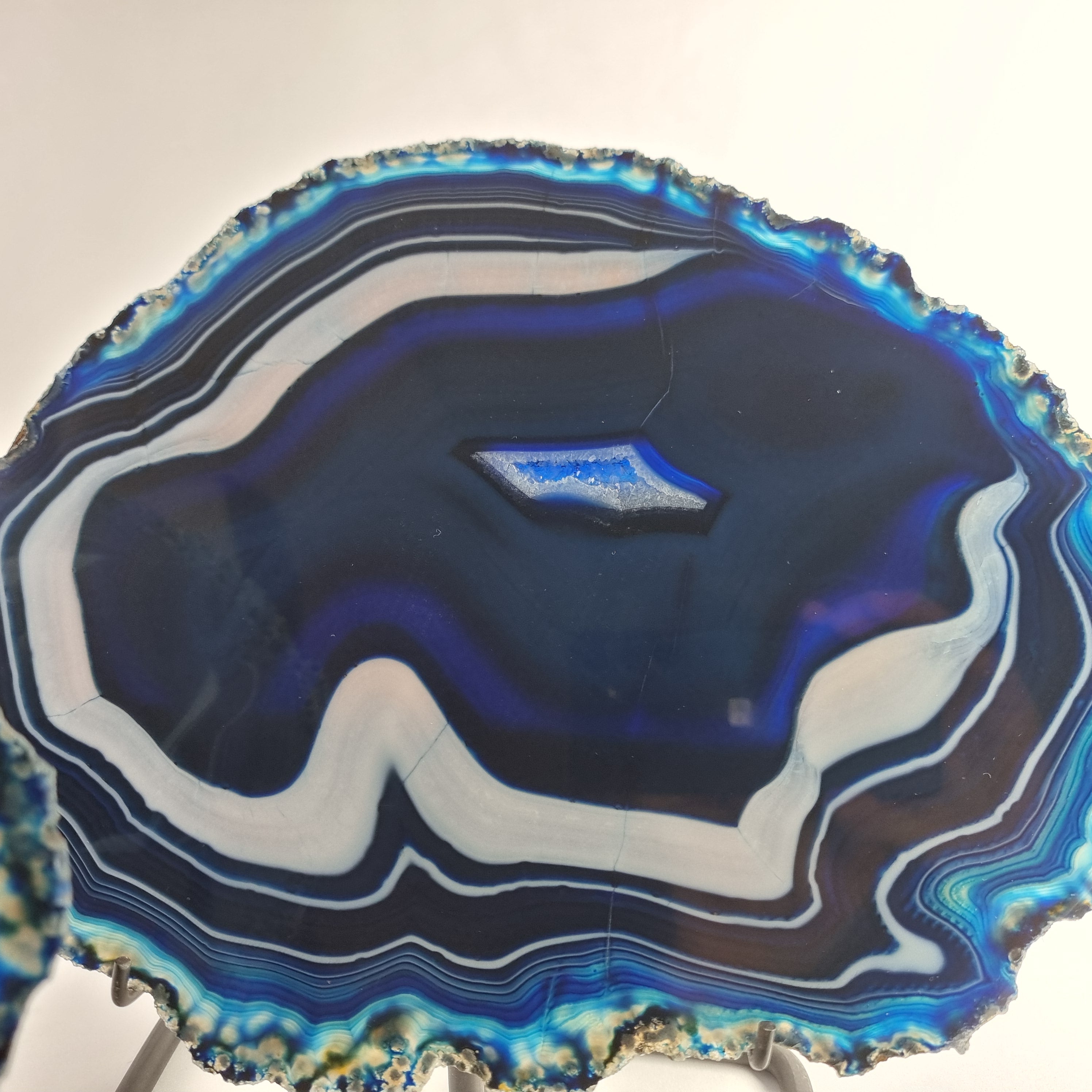 Blue Agate Slabs on Metal Stand - Set of 2