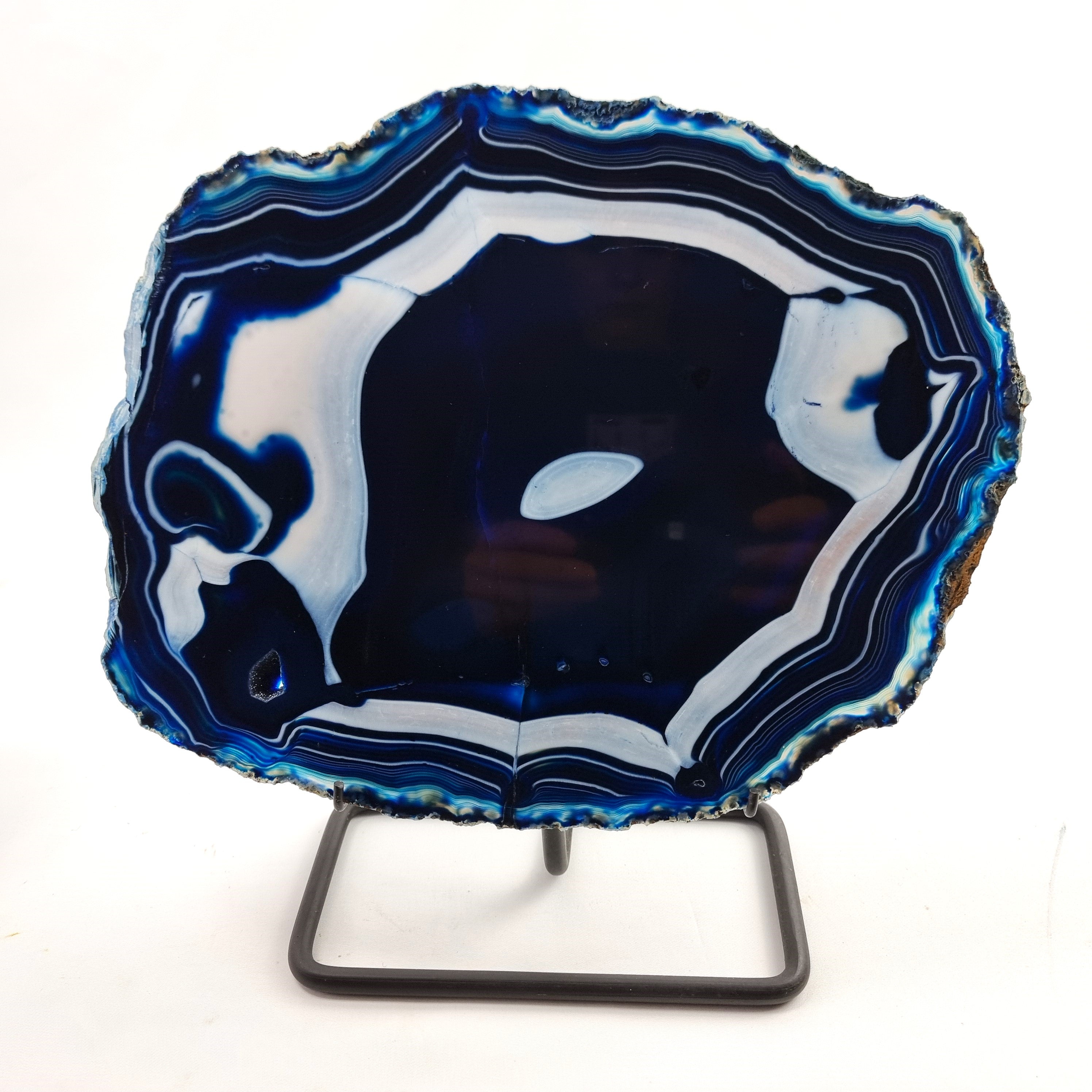 Blue Agate Slabs on Metal Stand - Set of 2