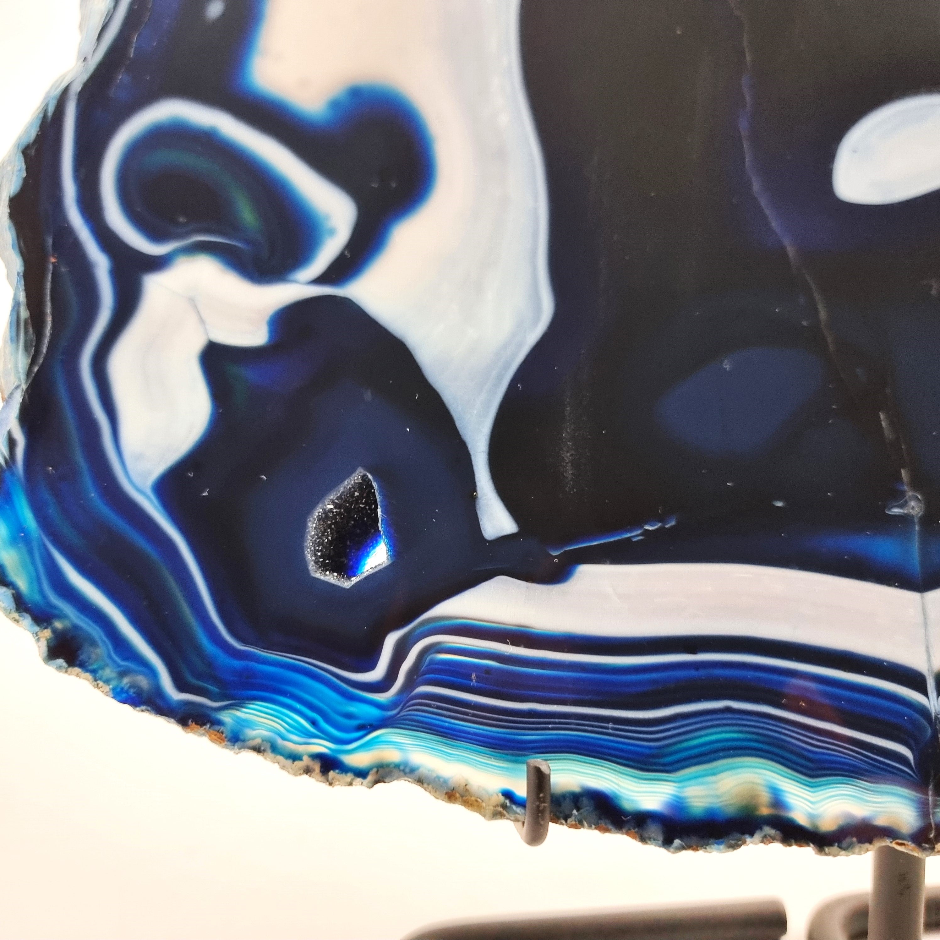 Blue Agate Slabs on Metal Stand - Set of 2