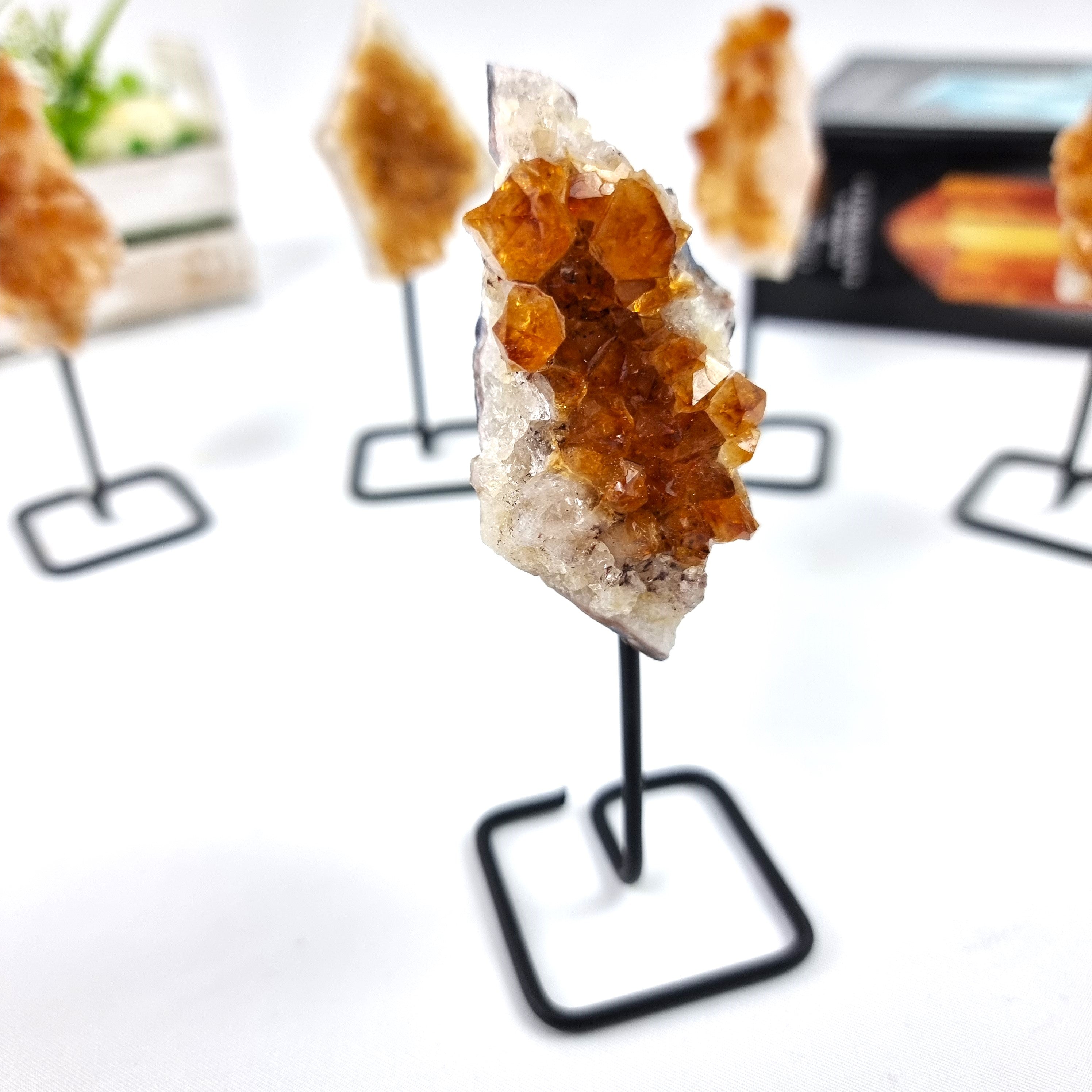 Citrine Cluster on Stand - Citrine Crystal on Stand - Citrine Cluster on Metal Stand Heat Treated Amethyst