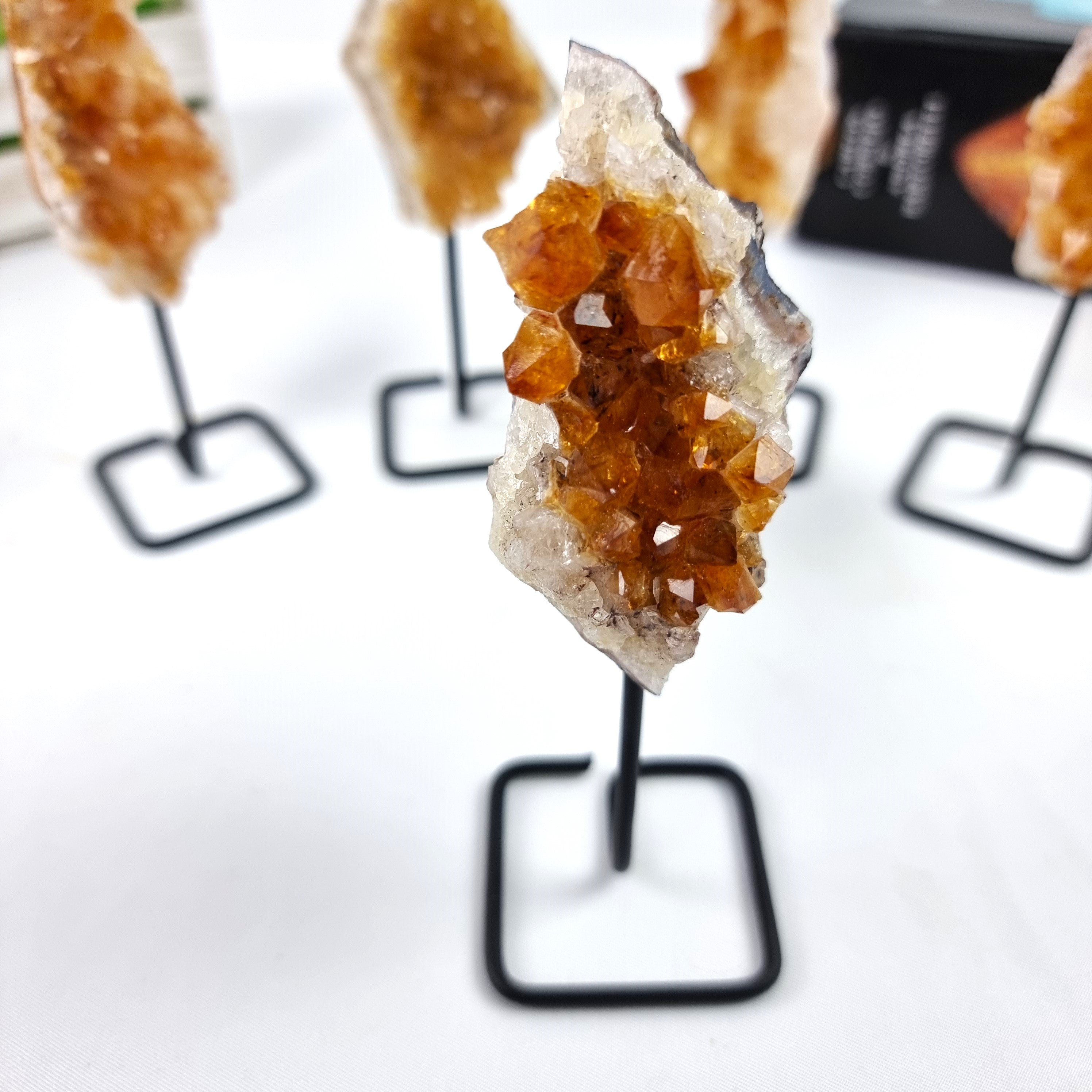 Citrine Cluster on Stand - Citrine Crystal on Stand - Citrine Cluster on Metal Stand Heat Treated Amethyst