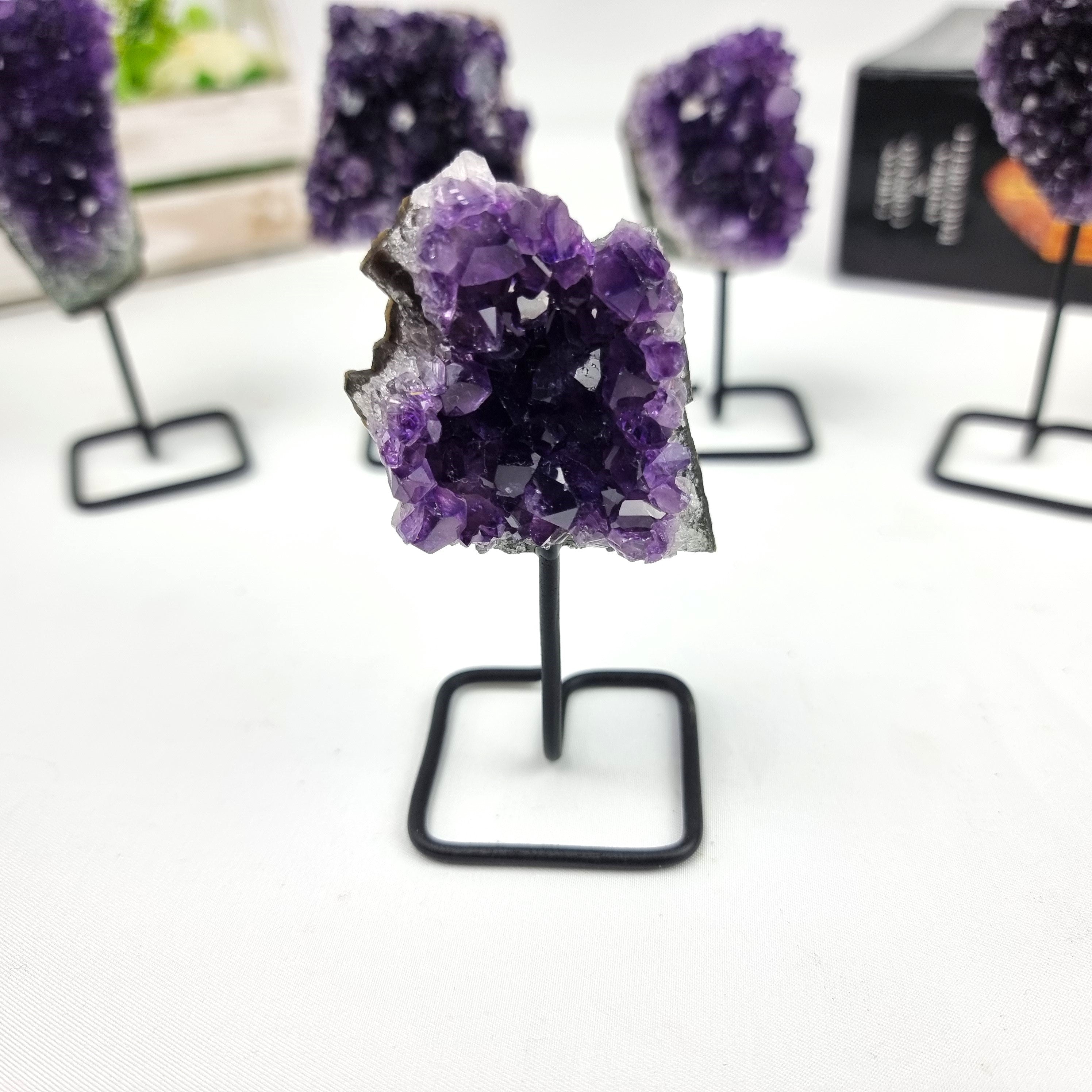 Amethyst Stone on Stand - Amethyst Crystal on Stand - Amethyst Cluster on Metal Stand