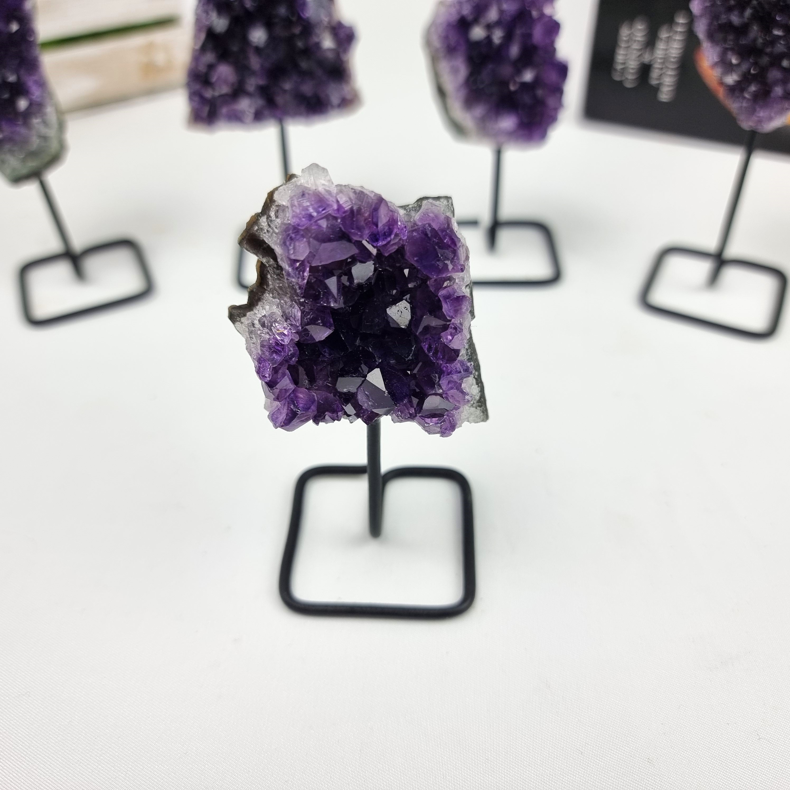 Amethyst Stone on Stand - Amethyst Crystal on Stand - Amethyst Cluster on Metal Stand