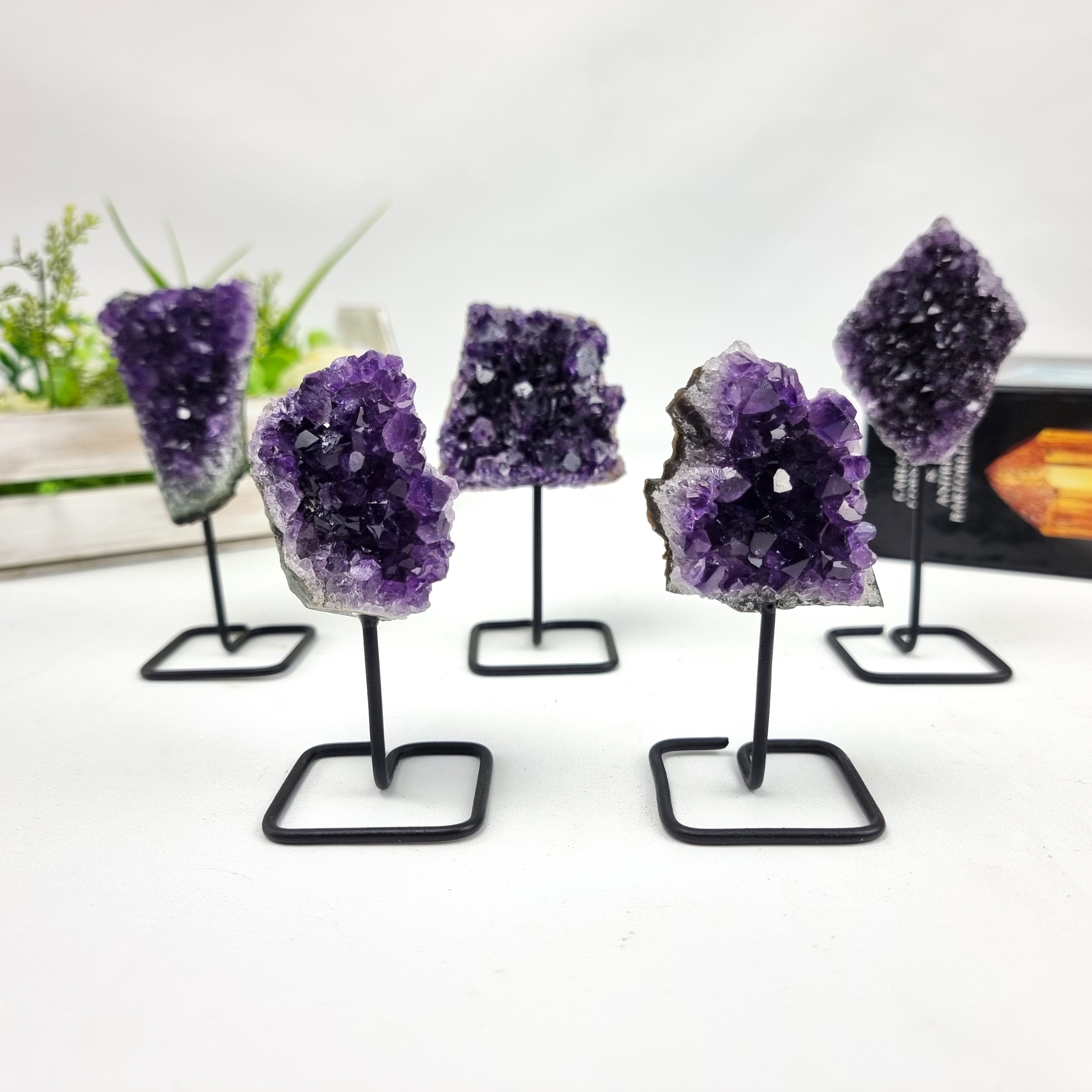 Amethyst Stone on Stand - Amethyst Crystal on Stand - Amethyst Cluster on Metal Stand