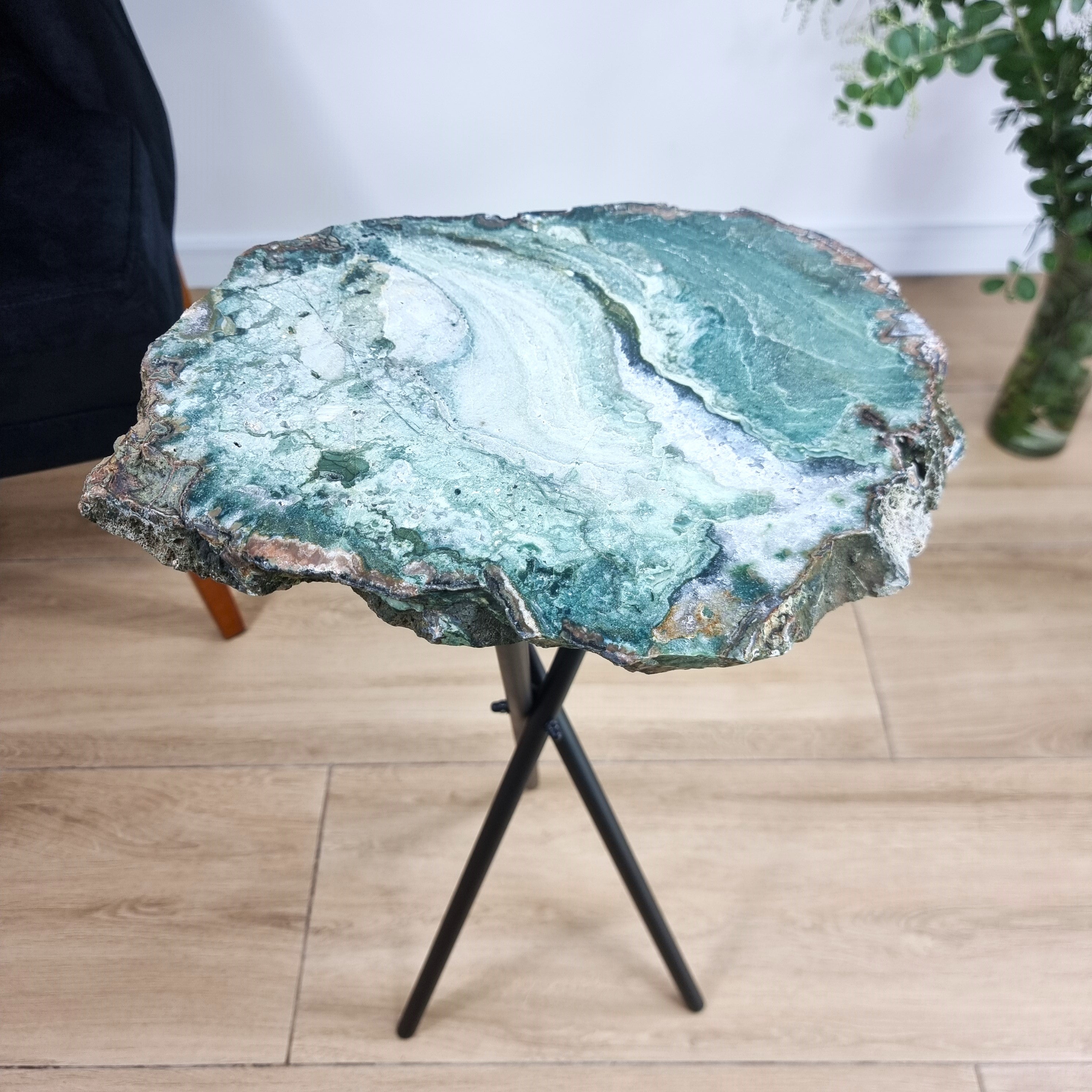 Side Table - Green Agate legs 23 inches high, total weight 11.4 pounds