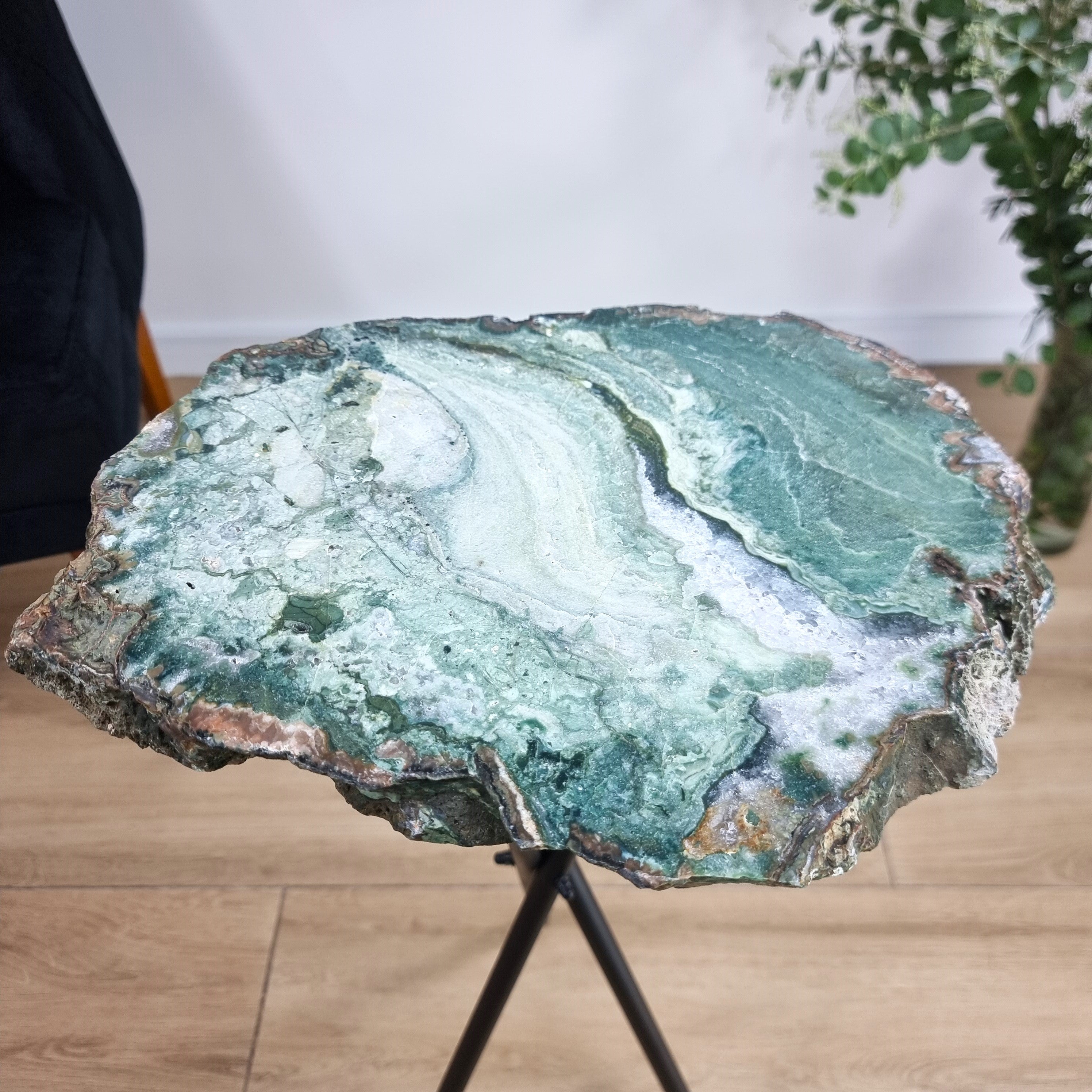 Side Table - Green Agate legs 23 inches high, total weight 11.4 pounds